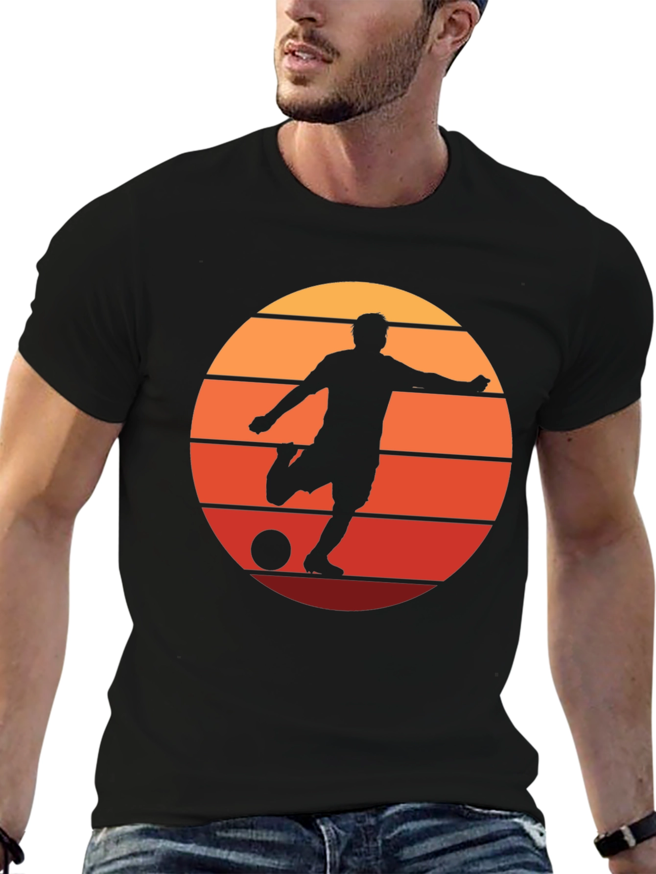 Sunset Soccer Silhouette Graphic Tee