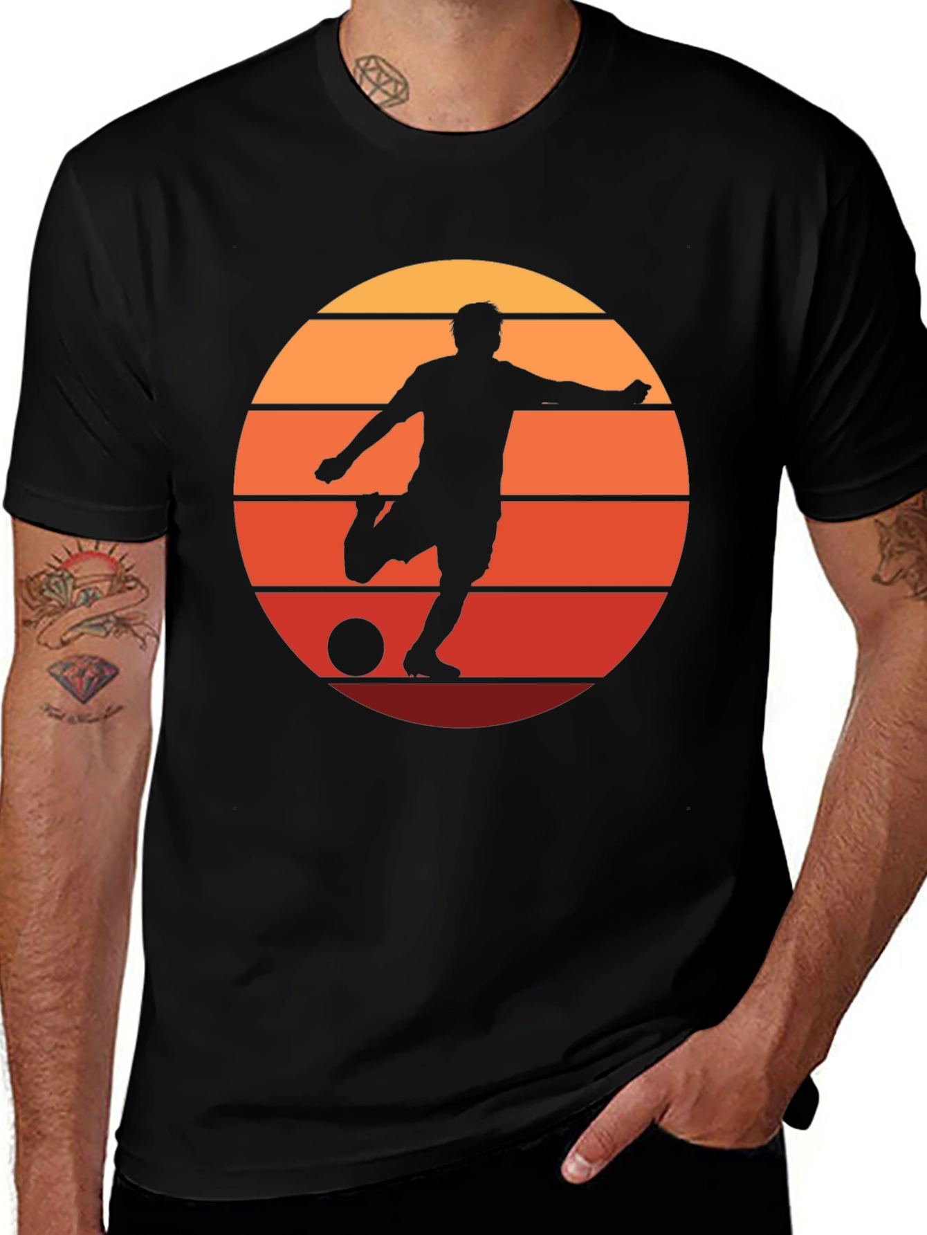 Sunset Soccer Silhouette Graphic Tee