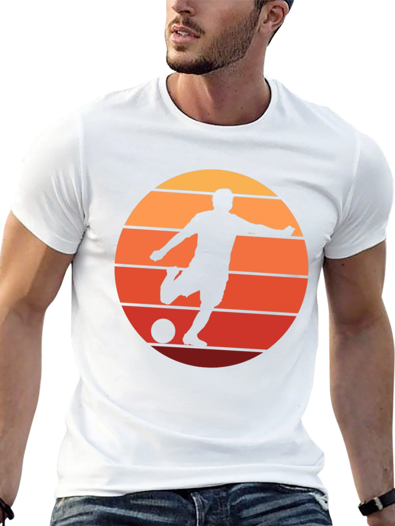 Sunset Soccer Silhouette Graphic Tee