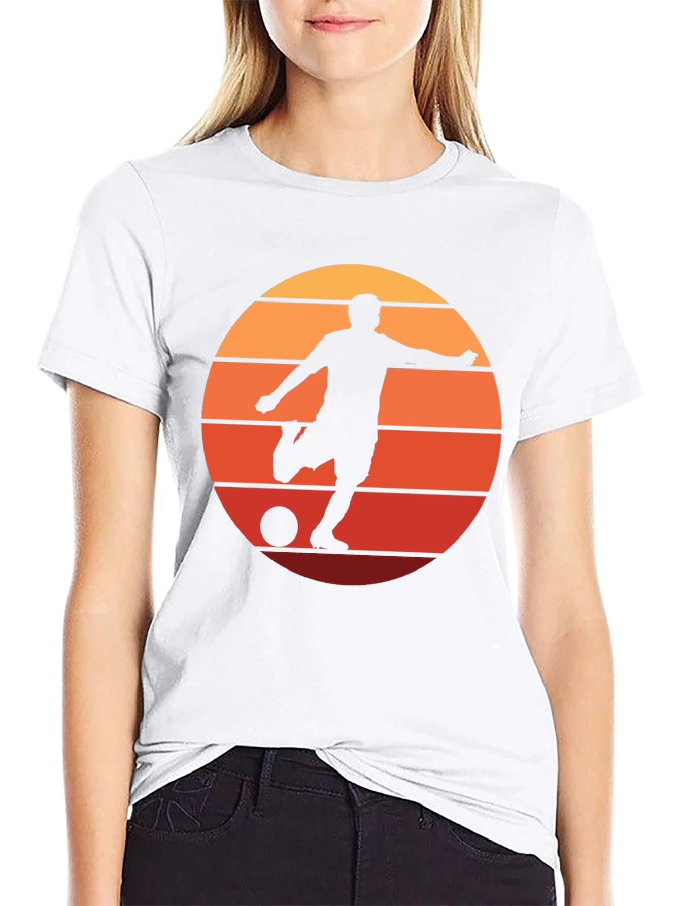 Sunset Soccer Silhouette Graphic Tee