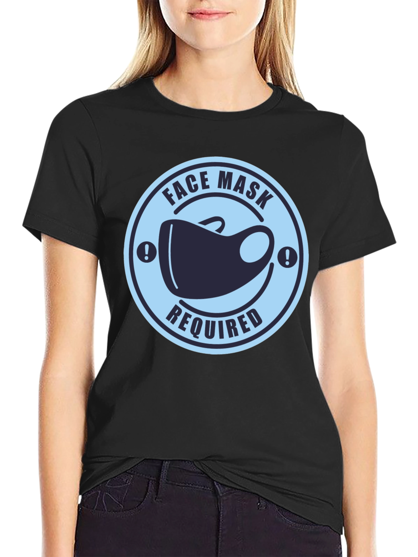 Face Mask Required Graphic Tee - Black