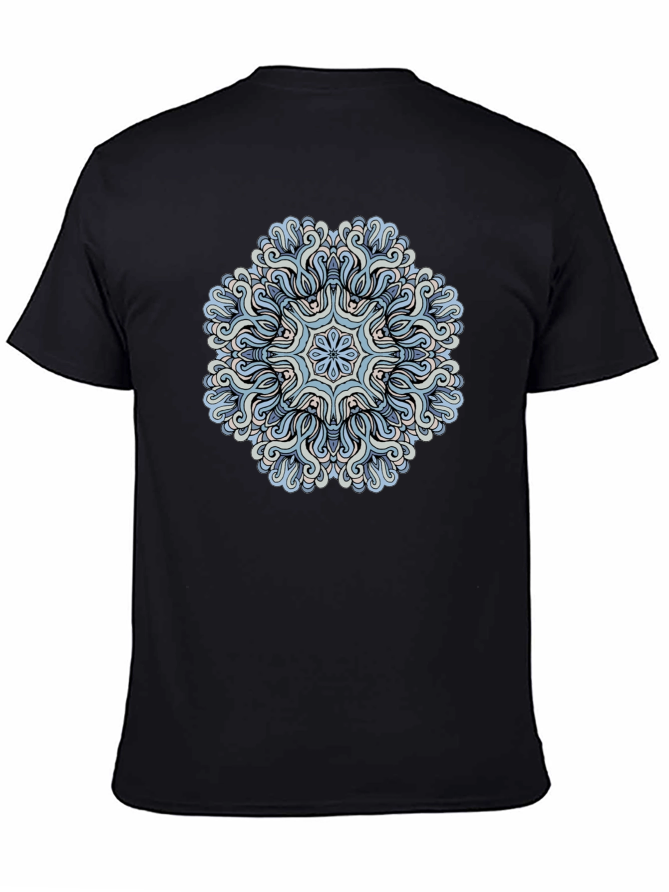 Blue Mandala Graphic Tee - Mens Black T-Shirt