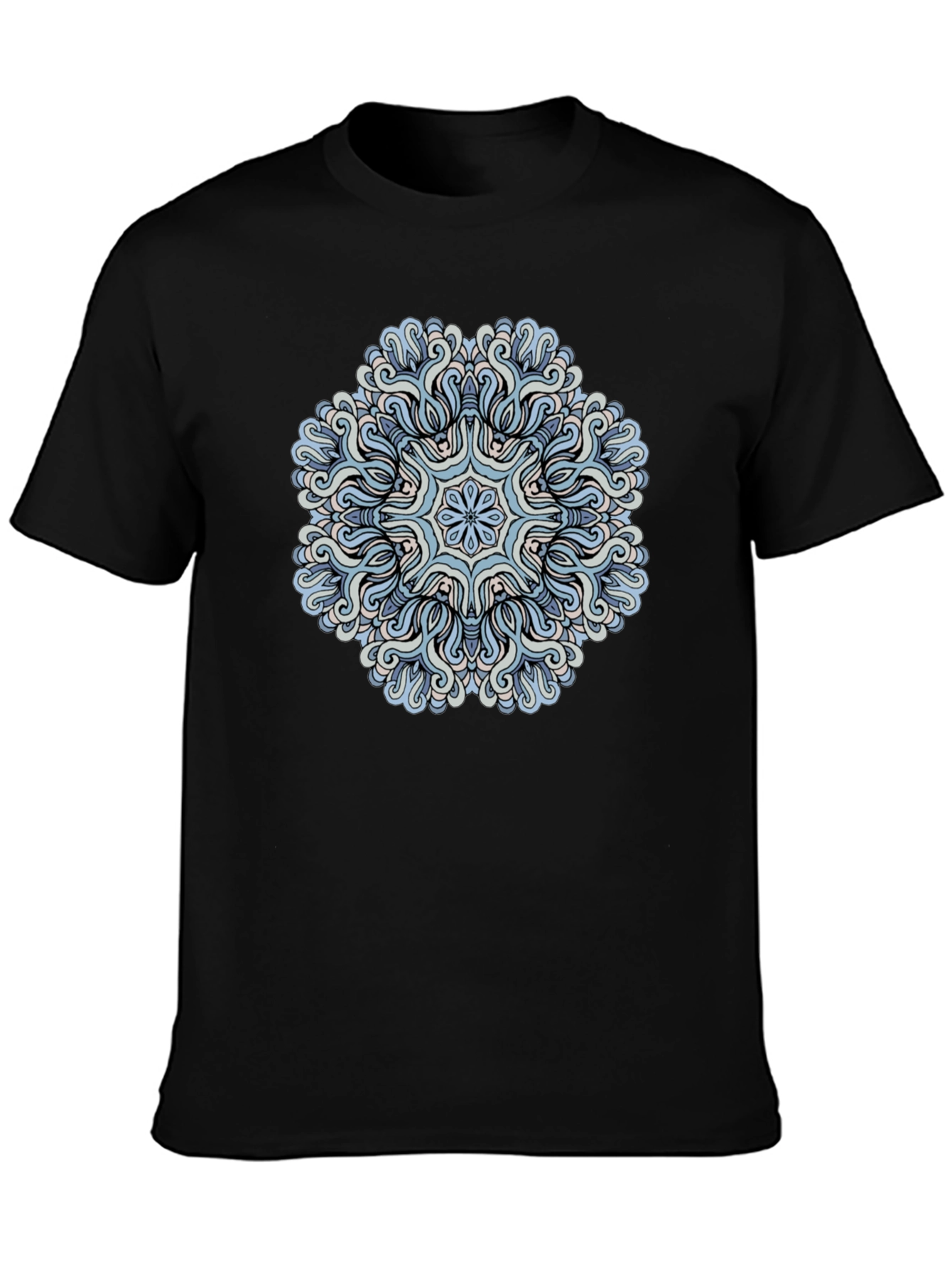 Blue Mandala Graphic Tee - Mens Black T-Shirt