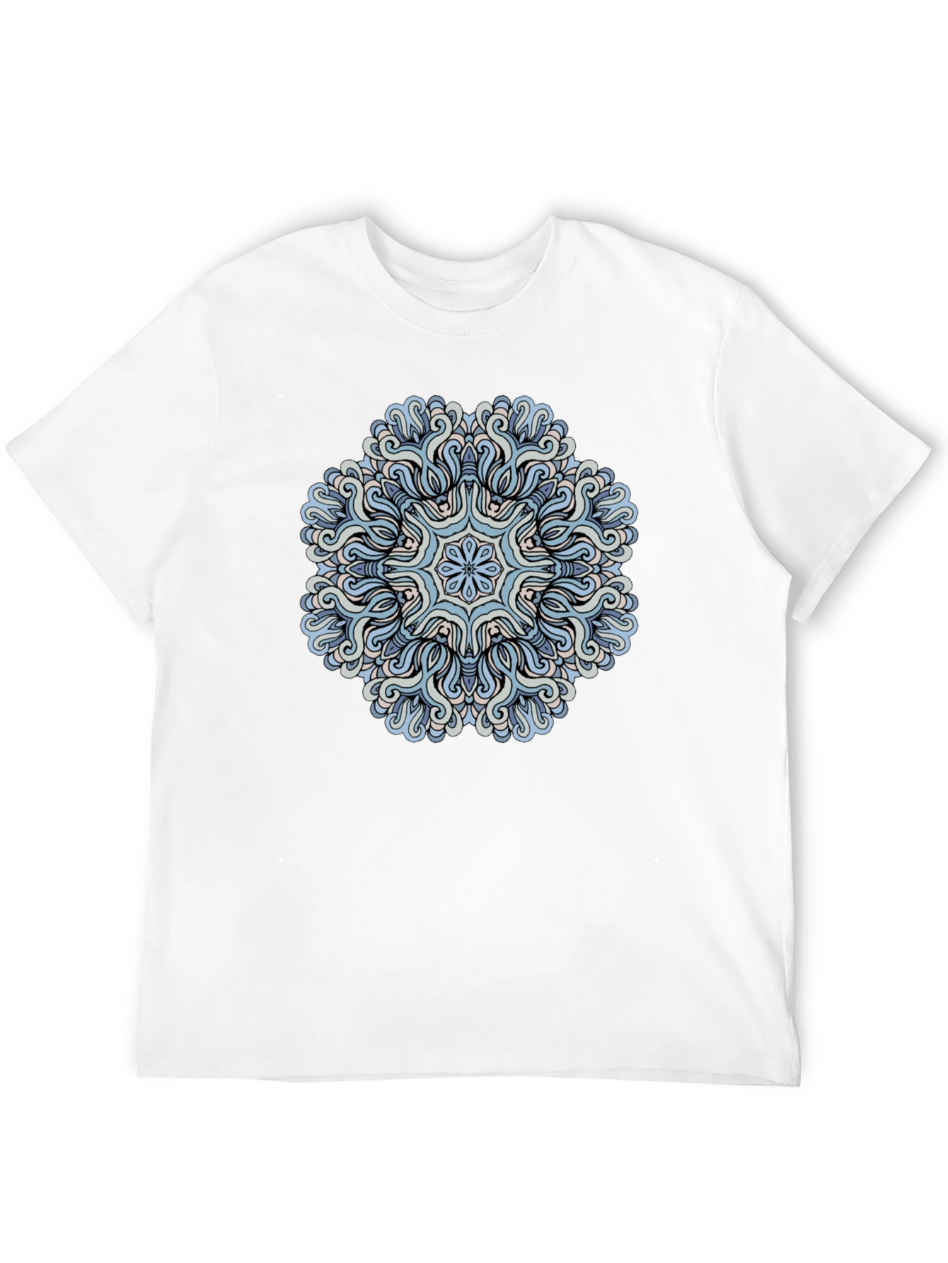 Blue Mandala Graphic Tee - Mens Black T-Shirt