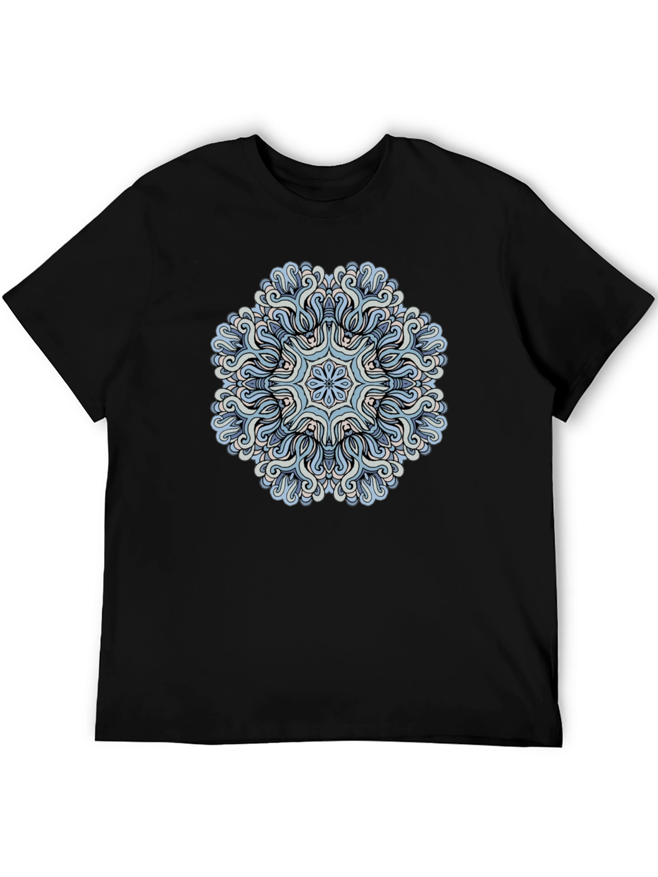 Blue Mandala Graphic Tee - Mens Black T-Shirt