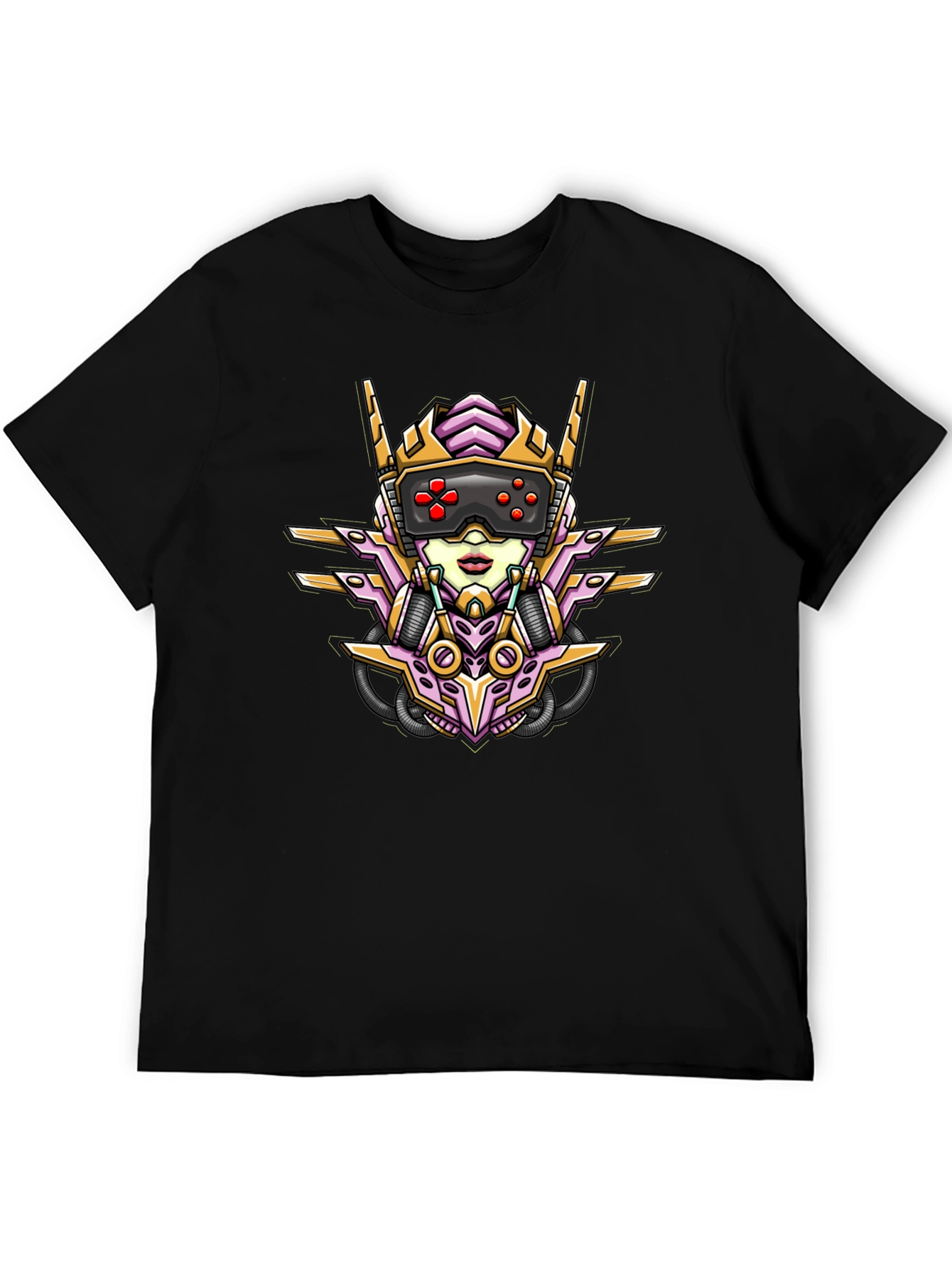 Cyberpunk Gamer Girl Graphic Tee - Black