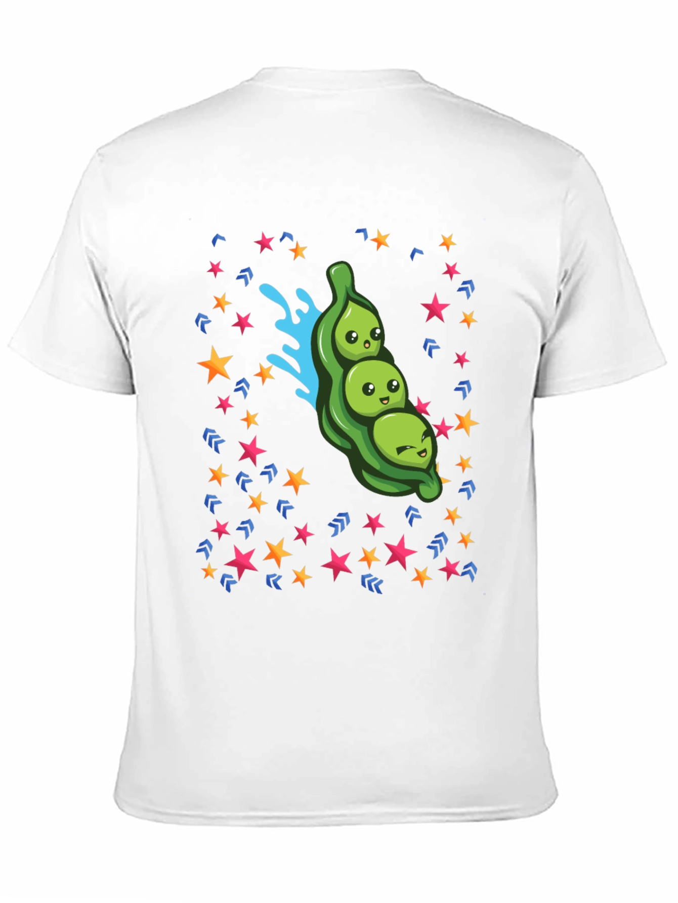 Cartoon Three Peas in a Pod Black T-Shirt