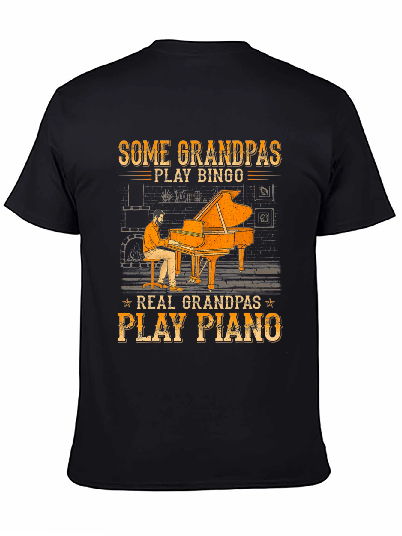 Grandpa Piano Player Graphic Tee - Cool Grandparent Gift