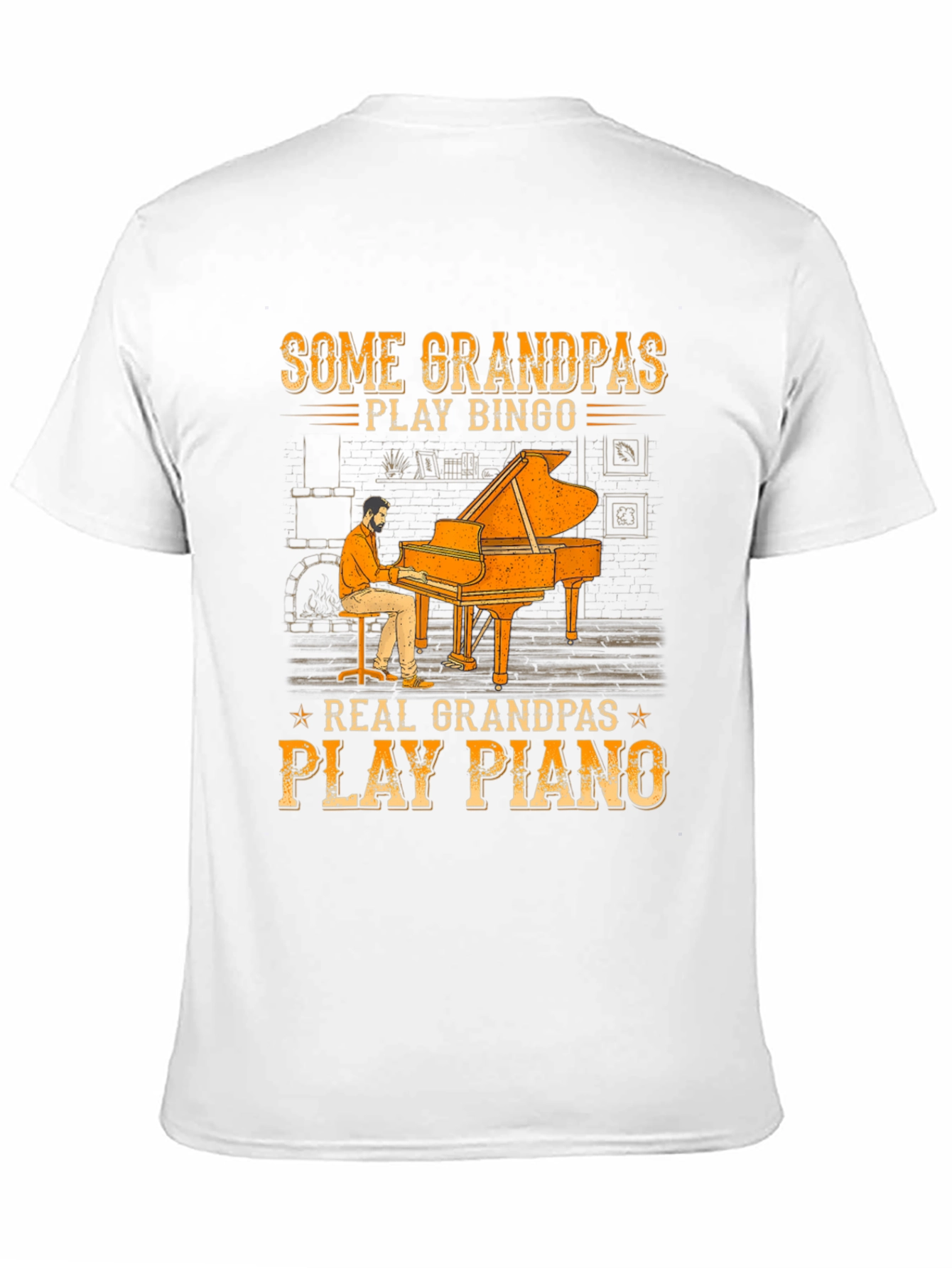 Grandpa Piano Player Graphic Tee - Cool Grandparent Gift