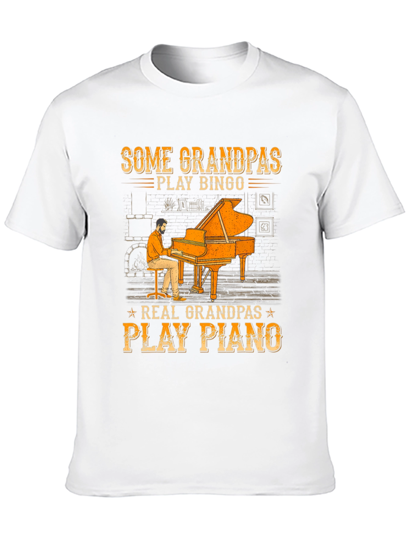 Grandpa Piano Player Graphic Tee - Cool Grandparent Gift