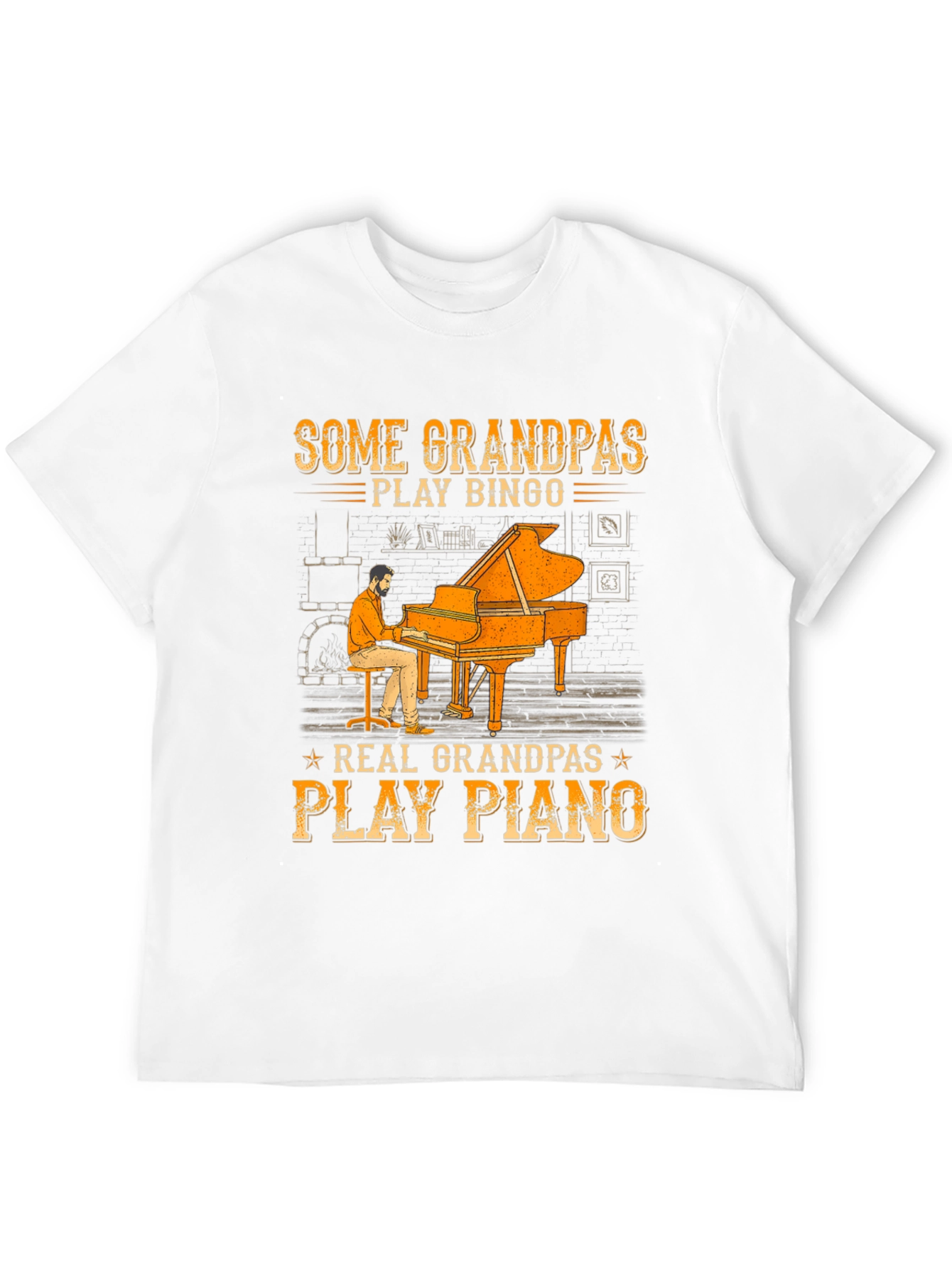 Grandpa Piano Player Graphic Tee - Cool Grandparent Gift