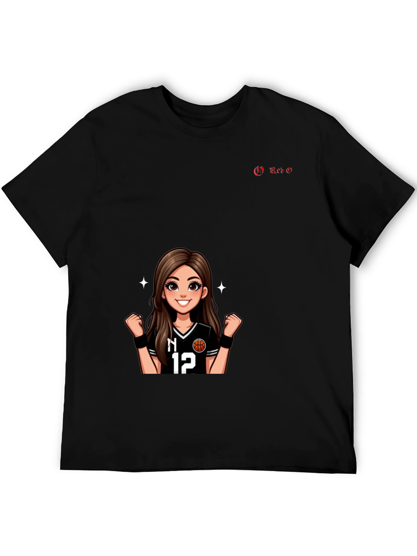 Black Graphic Tee - Basketball Girl Fan Shirt
