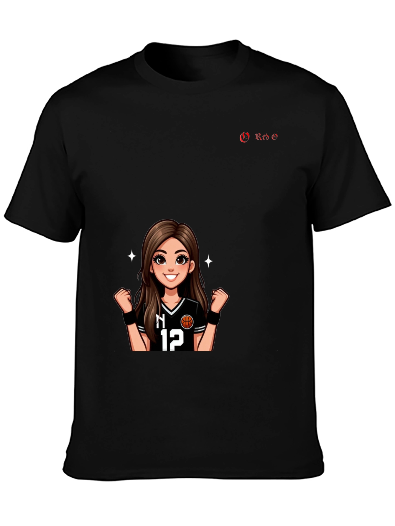 Black Graphic Tee - Basketball Girl Fan Shirt