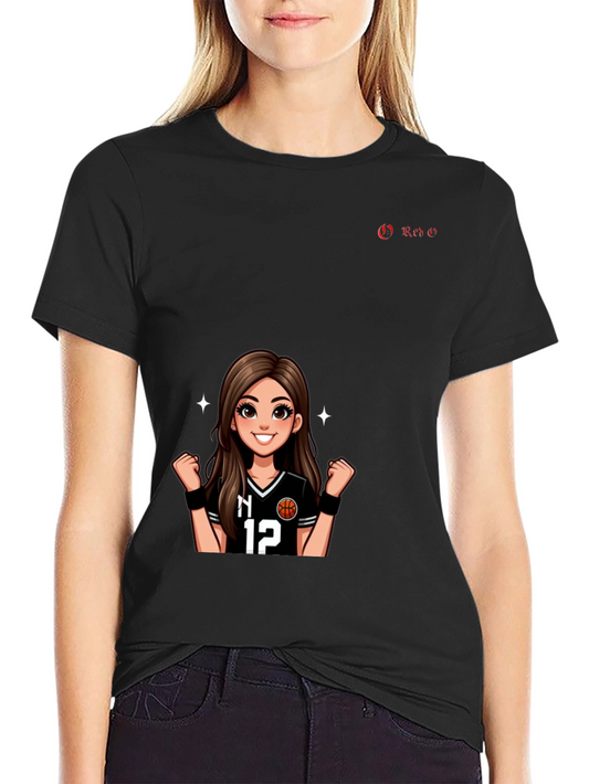 Black Graphic Tee - Basketball Girl Fan Shirt