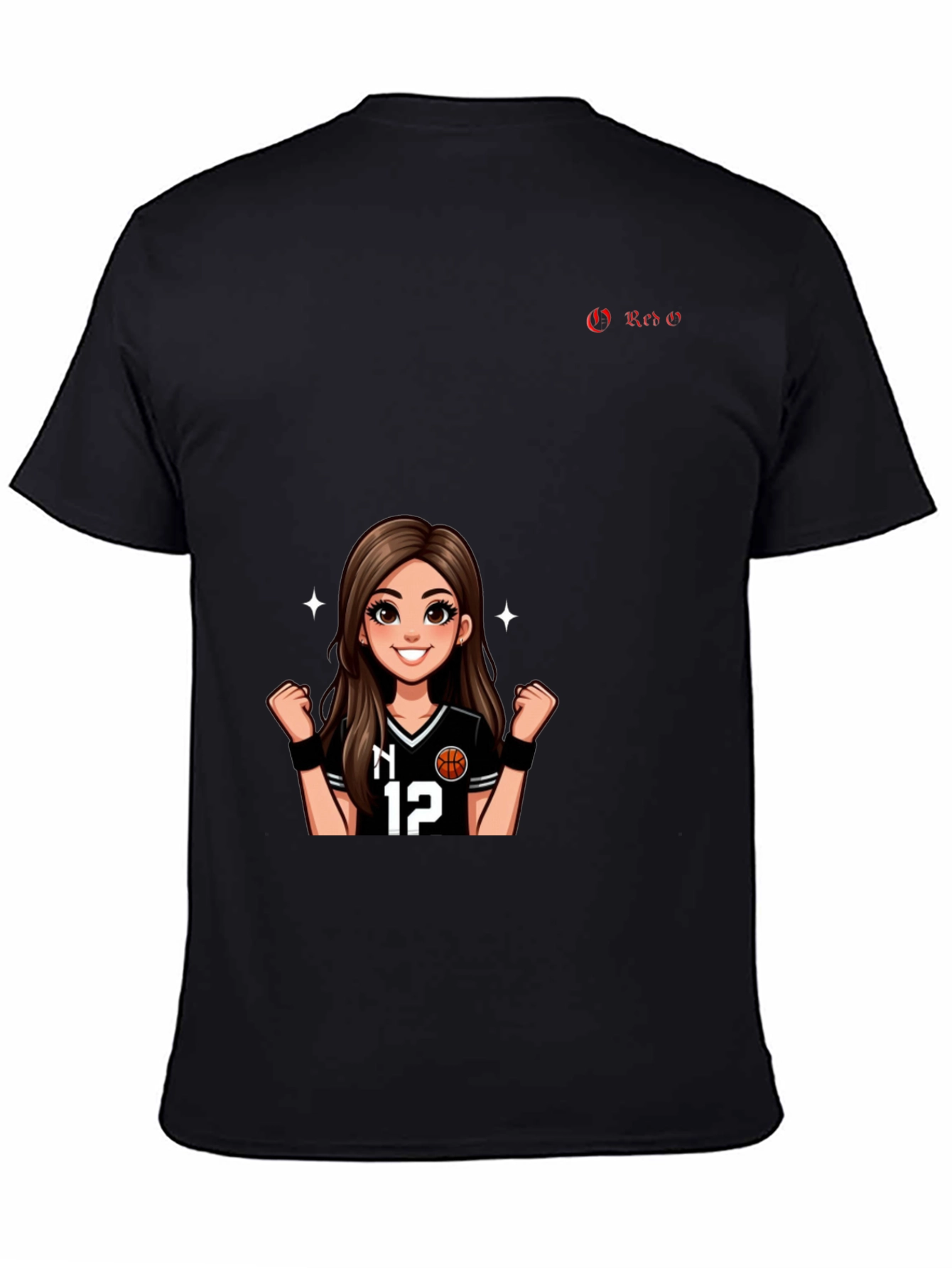 Black Graphic Tee - Basketball Girl Fan Shirt