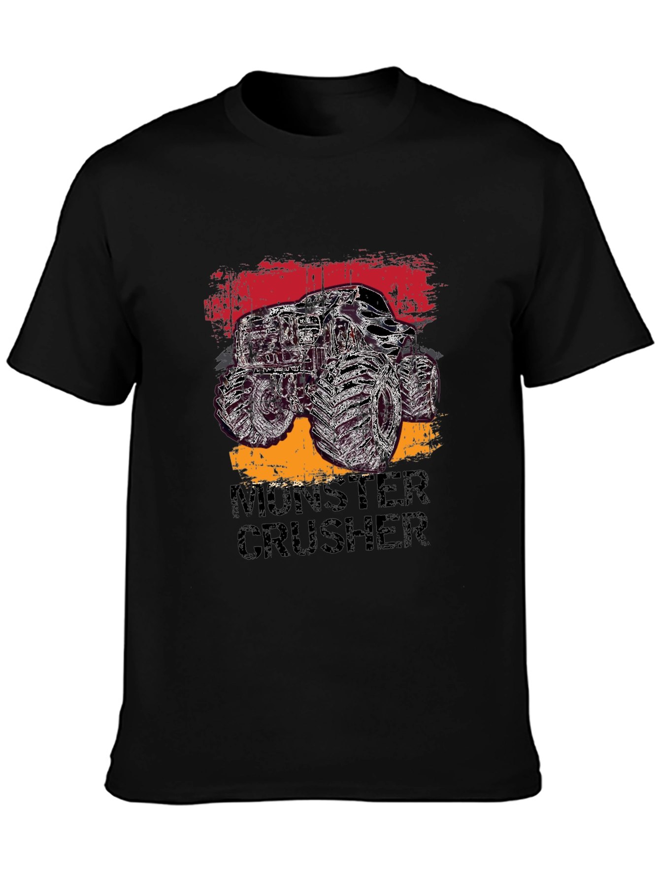 Monster Crusher Graphic Tee - Black Cotton T-Shirt