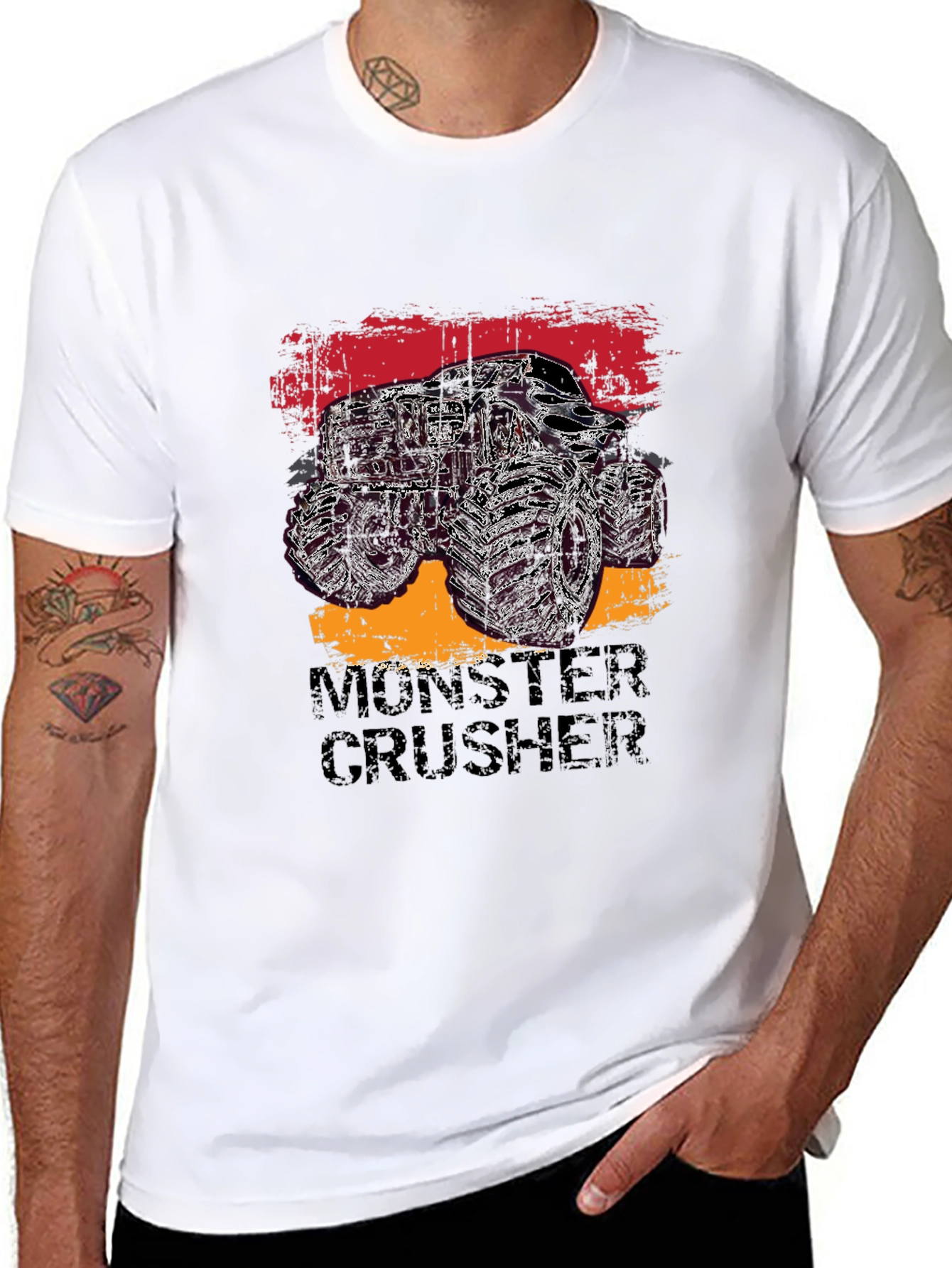 Monster Crusher Graphic Tee - Black Cotton T-Shirt