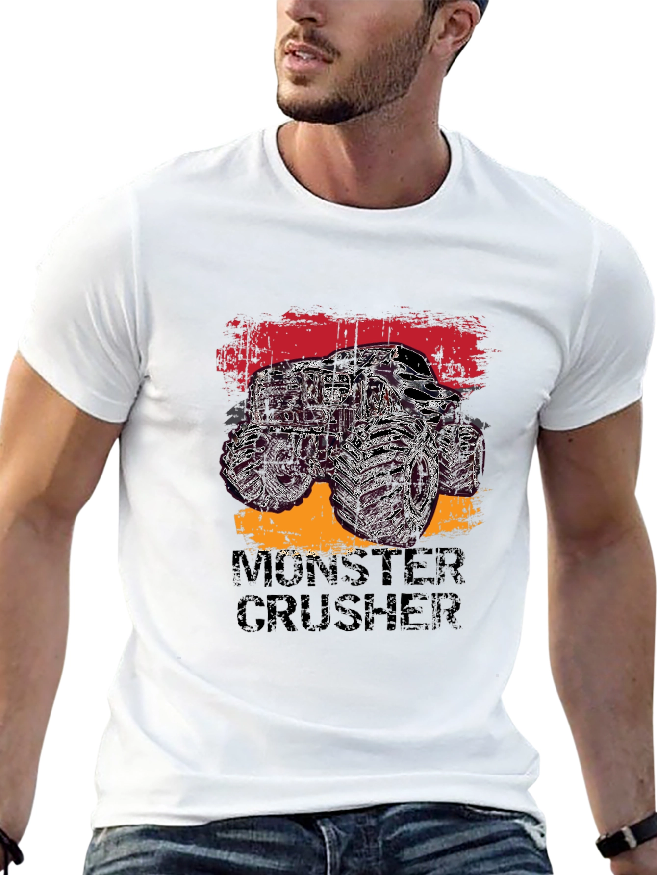 Monster Crusher Graphic Tee - Black Cotton T-Shirt