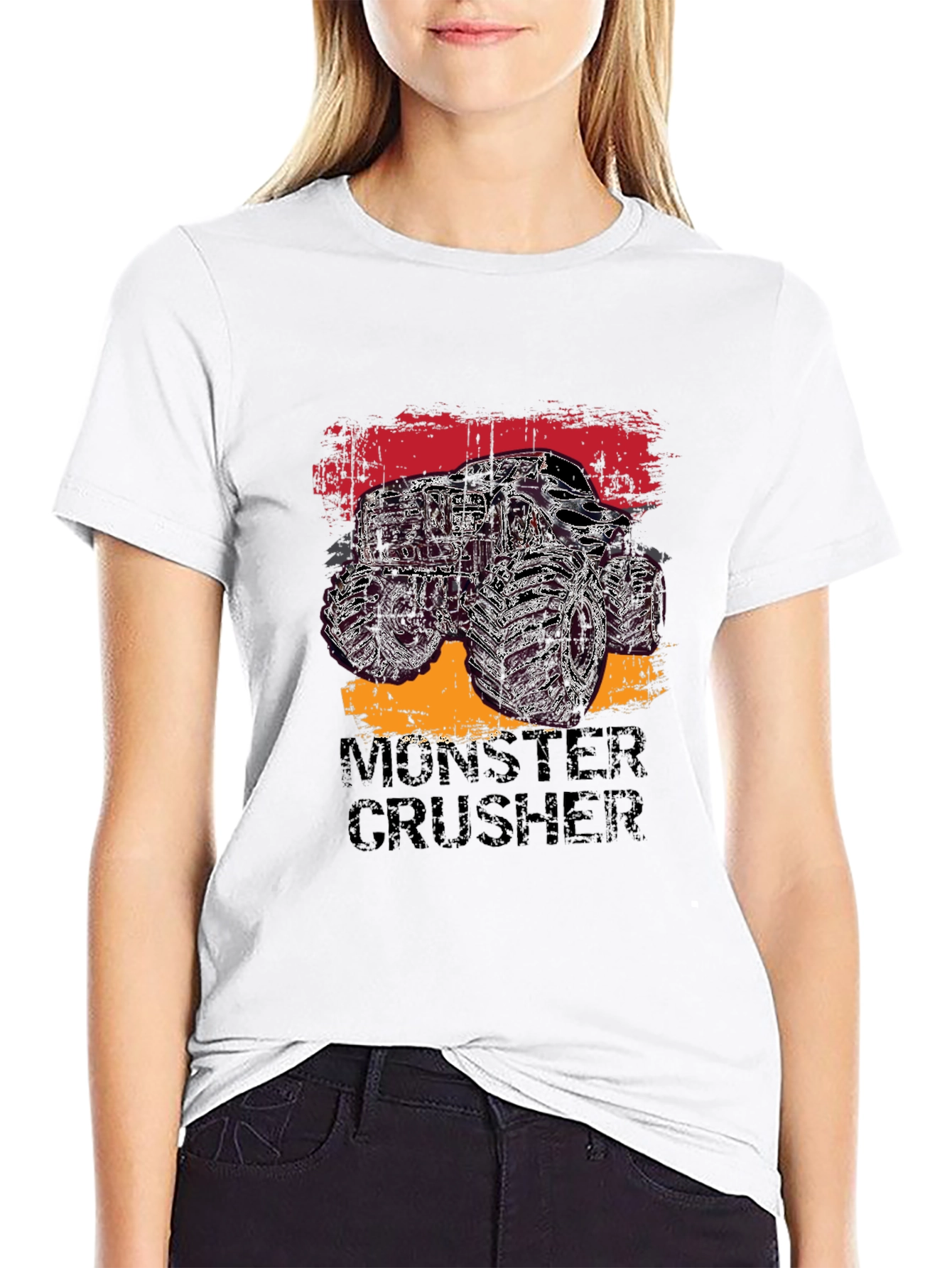 Monster Crusher Graphic Tee - Black Cotton T-Shirt