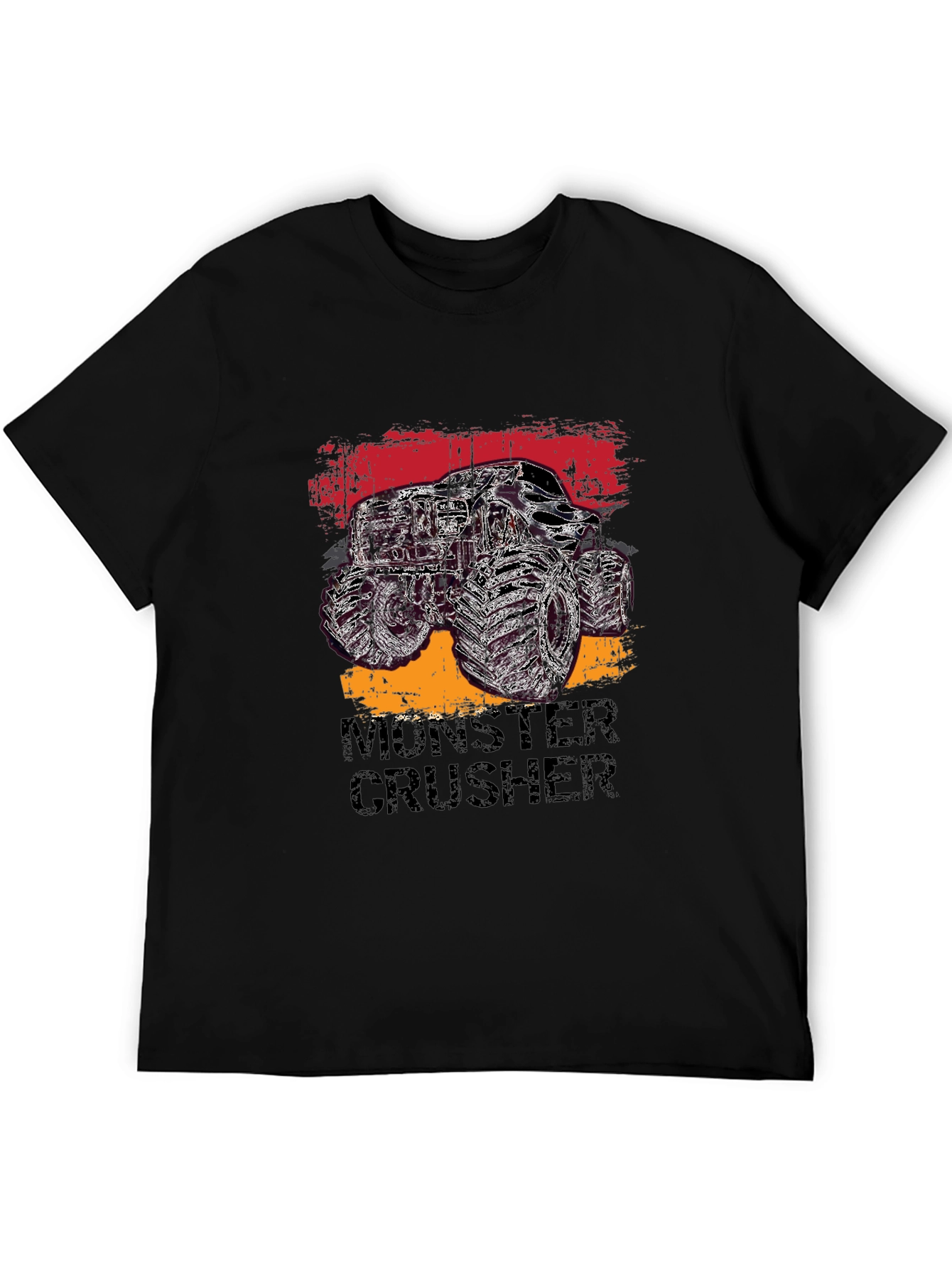 Monster Crusher Graphic Tee - Black Cotton T-Shirt