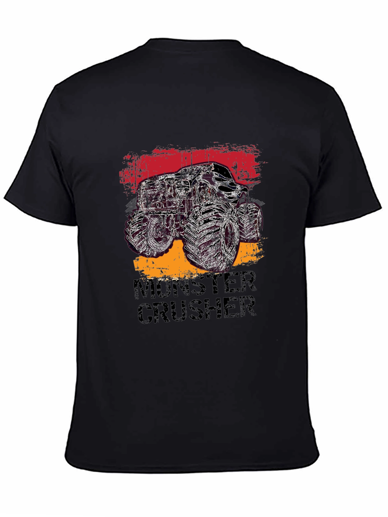 Monster Crusher Graphic Tee - Black Cotton T-Shirt