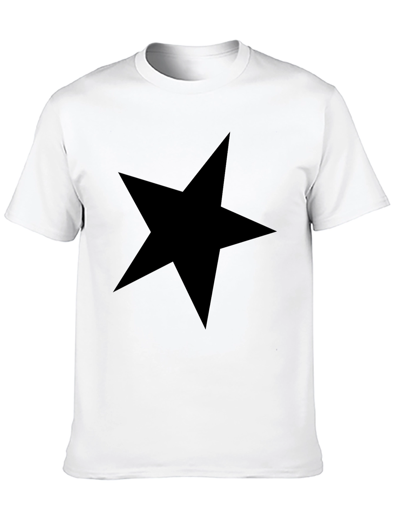 Bold Star Graphic Tee - Black Cotton Casual T-Shirt