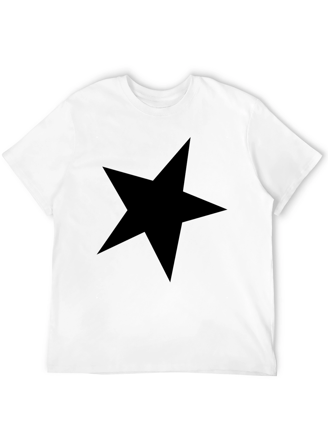 Bold Star Graphic Tee - Black Cotton Casual T-Shirt