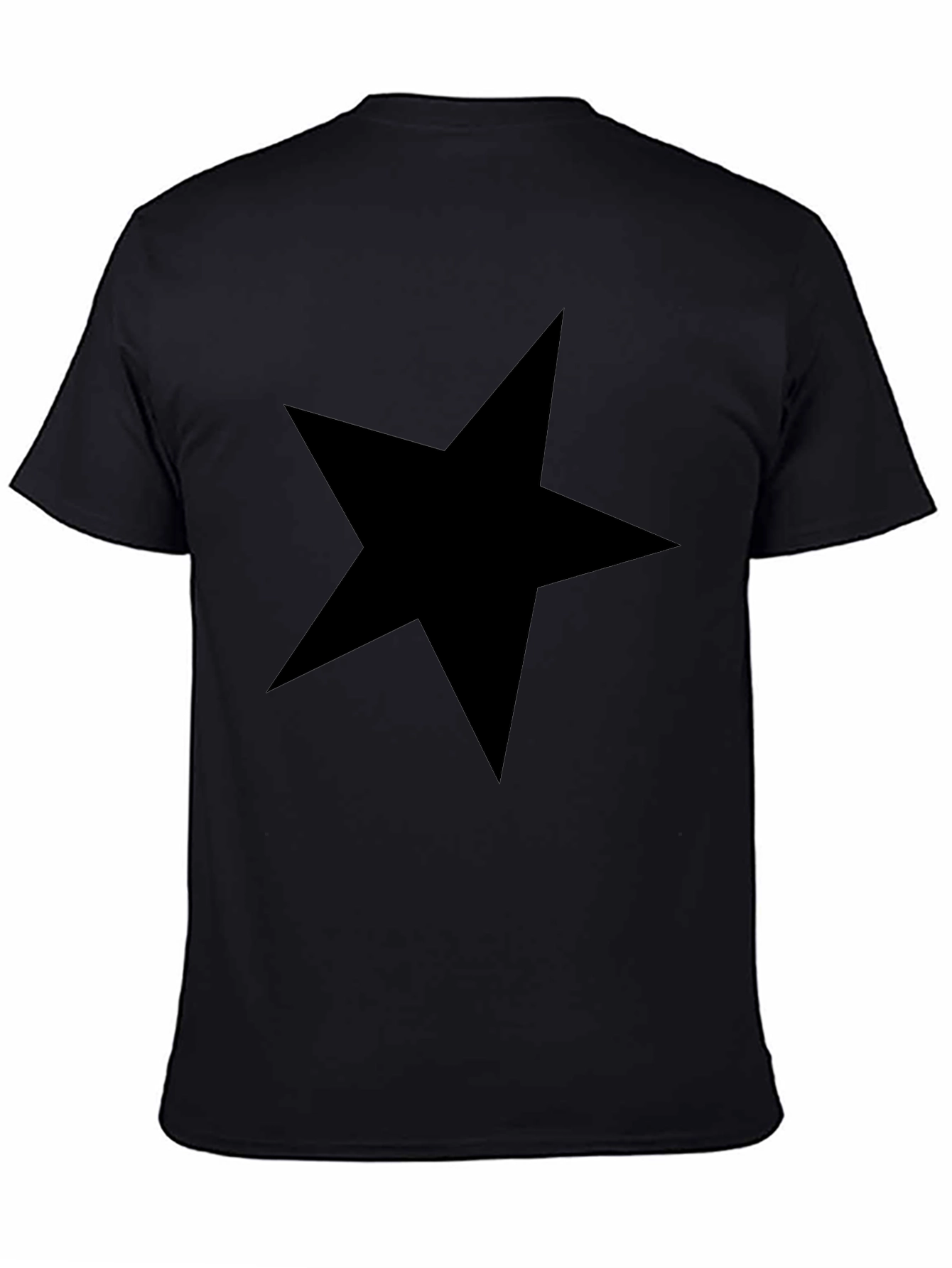 Bold Star Graphic Tee - Black Cotton Casual T-Shirt