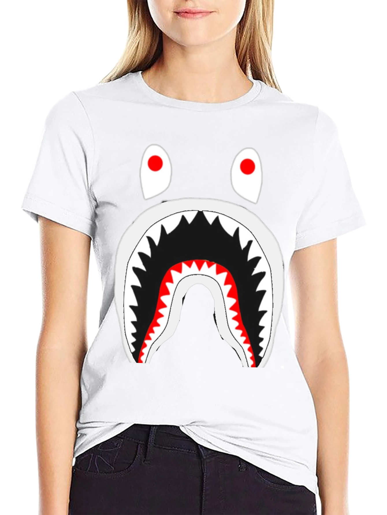 Shark Graphic Tee - Bold Black Cotton T-Shirt