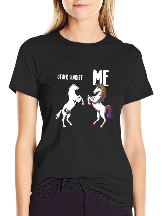 Florist T-Shirt: Unicorn vs Horse Graphic Tee
