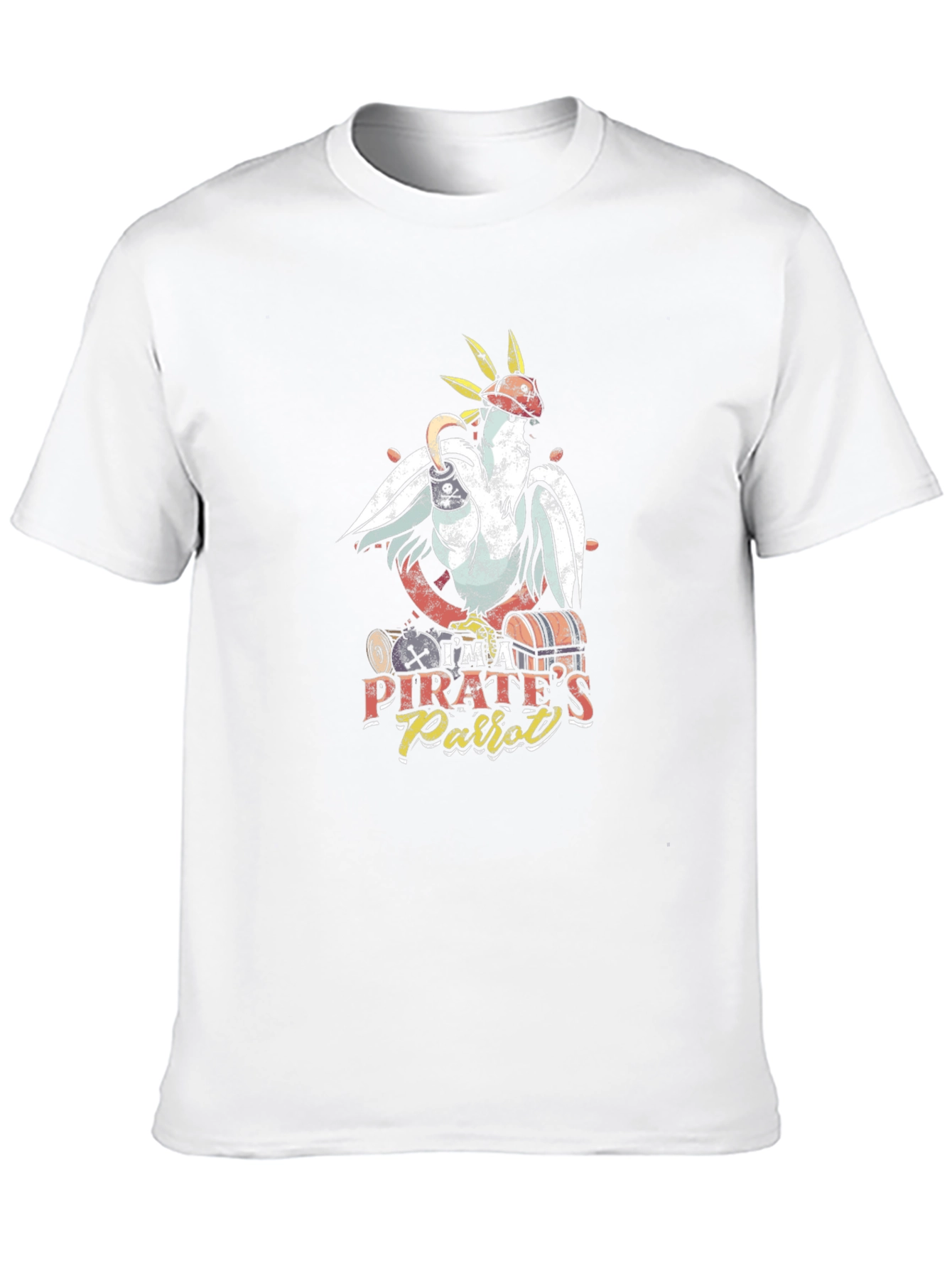 Pirate Parrot Graphic Tee - Mens Black Cotton T-Shirt