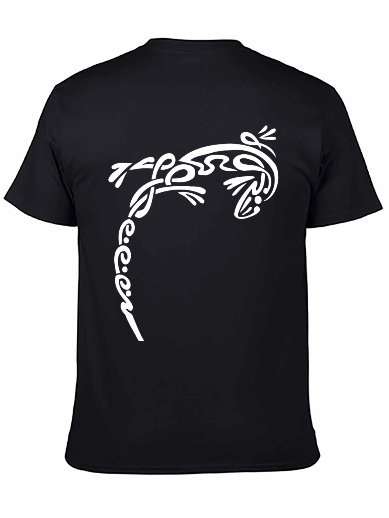 Tribal Lizard Graphic Tee - Black Cotton