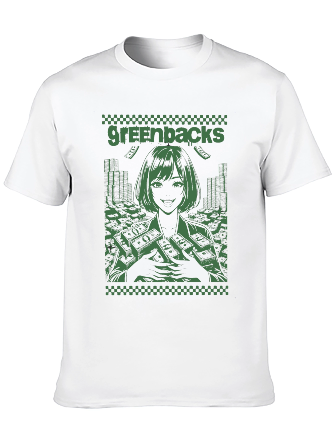 Greenbacks Anime Graphic Black T-Shirt
