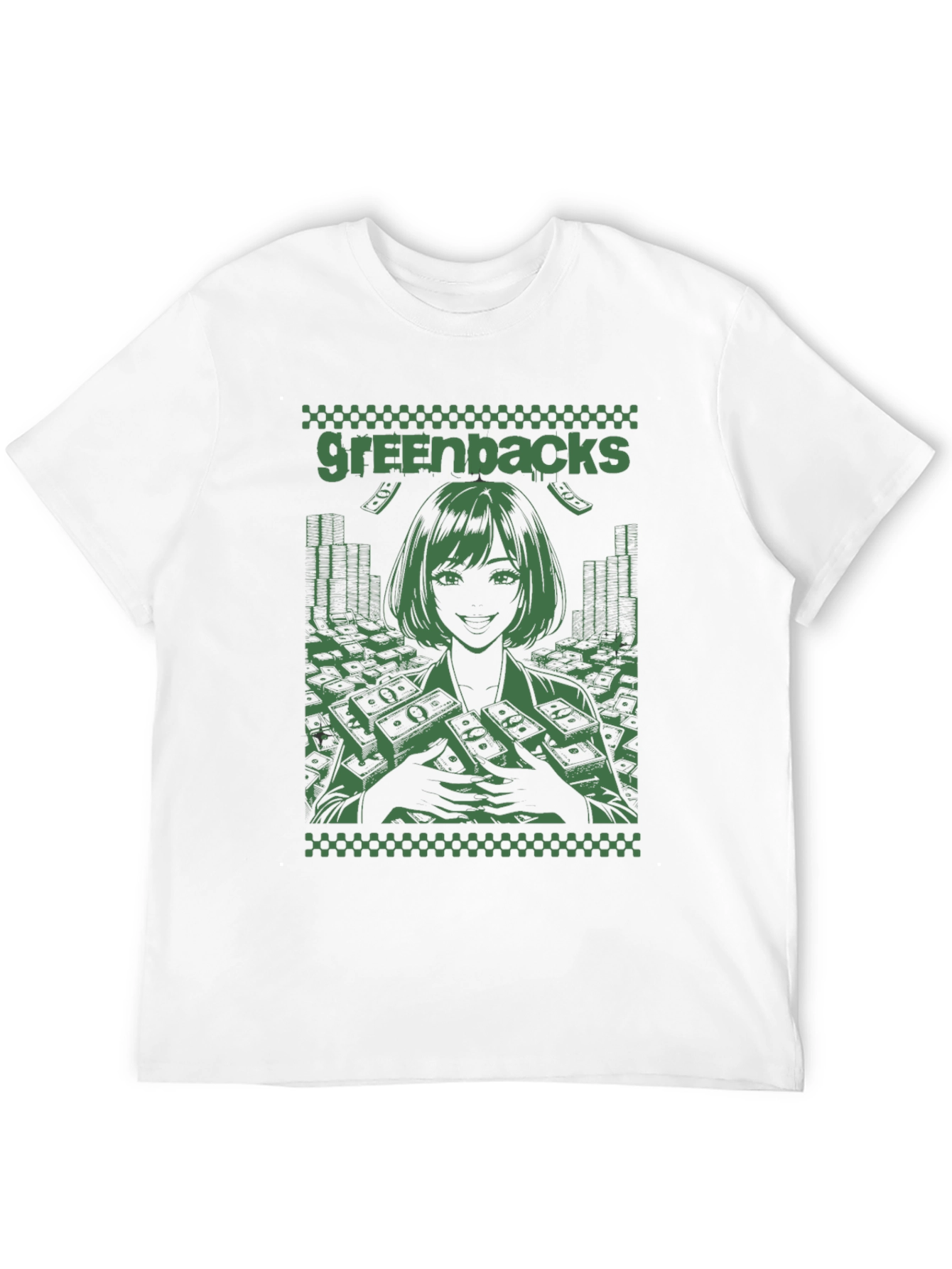 Greenbacks Anime Graphic Black T-Shirt