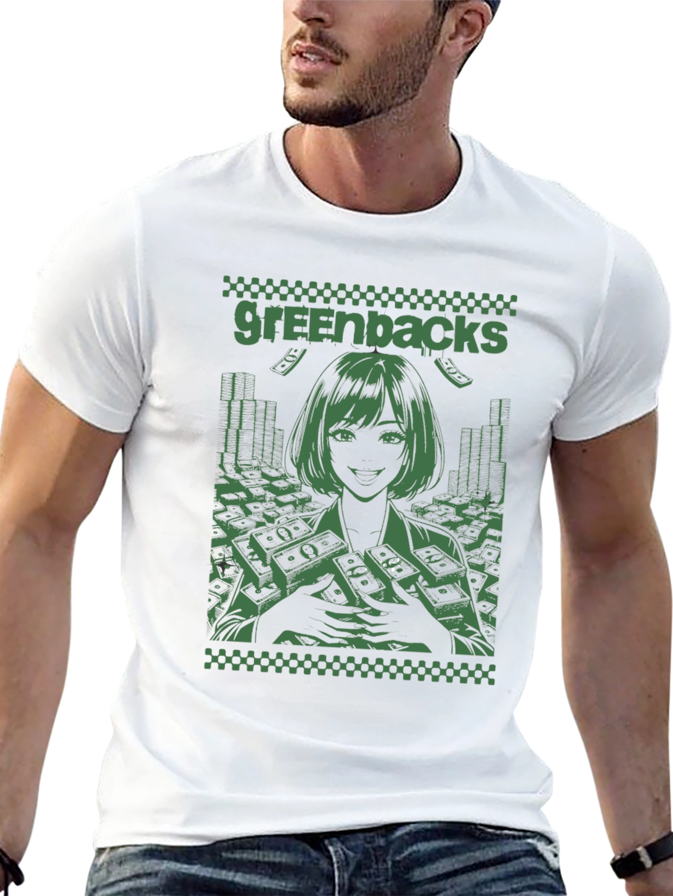 Greenbacks Anime Graphic Black T-Shirt