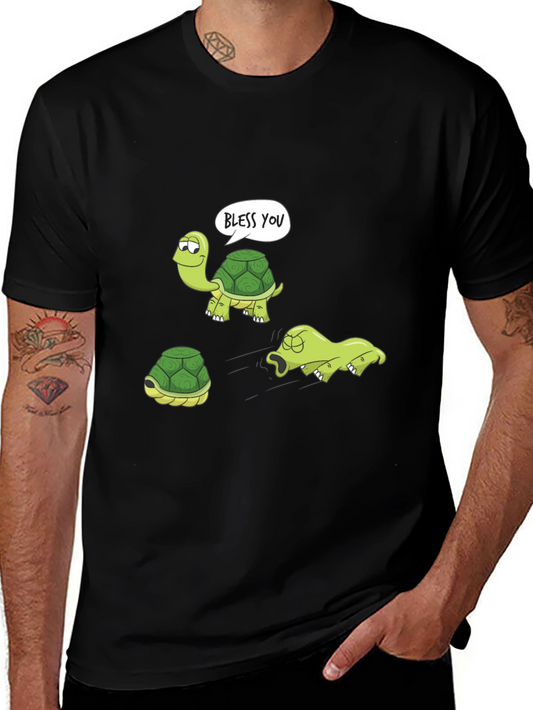Funny Turtle Graphic T-Shirt - Bless You Cartoon Tee