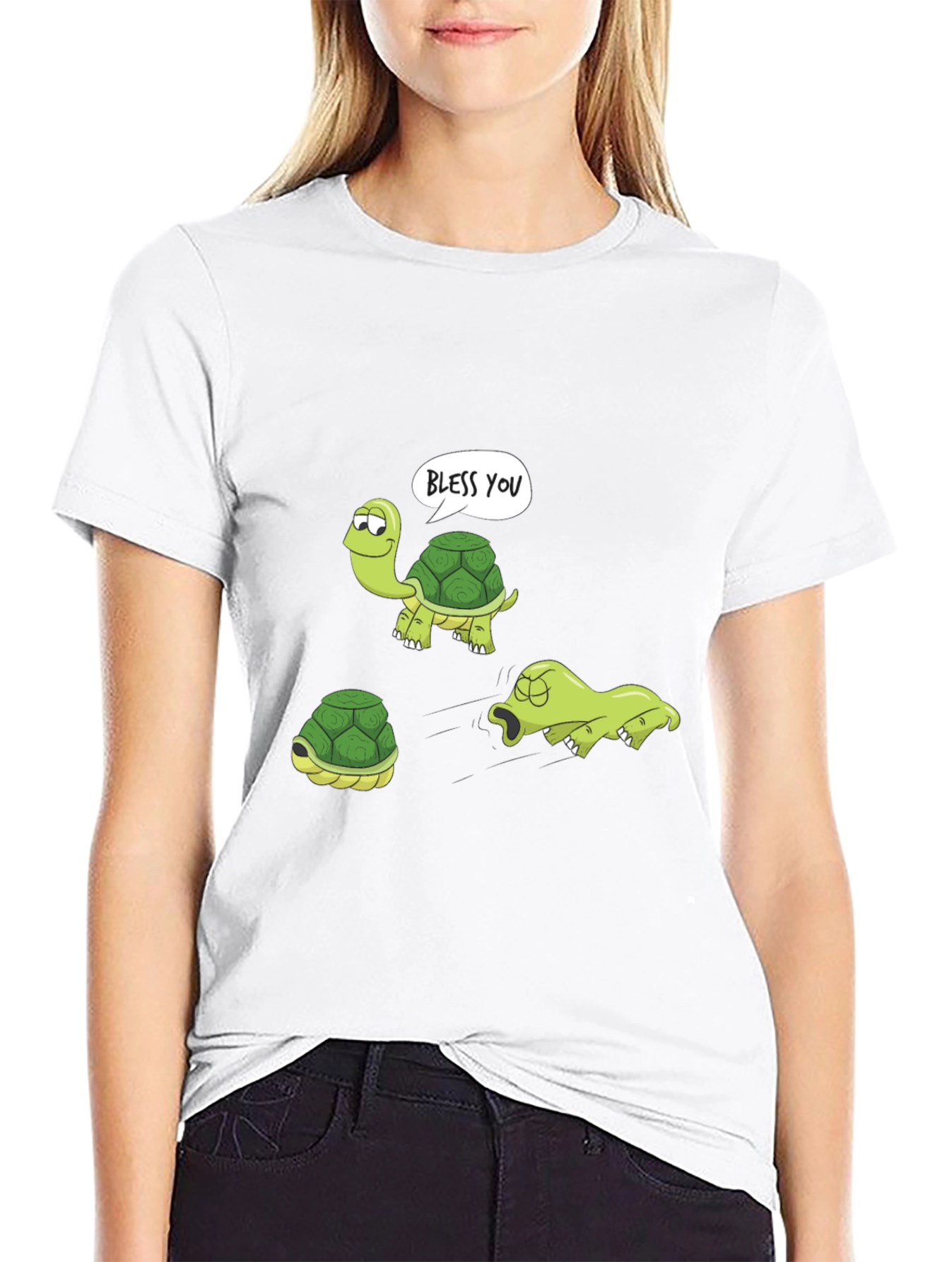 Funny Turtle Graphic T-Shirt - Bless You Cartoon Tee