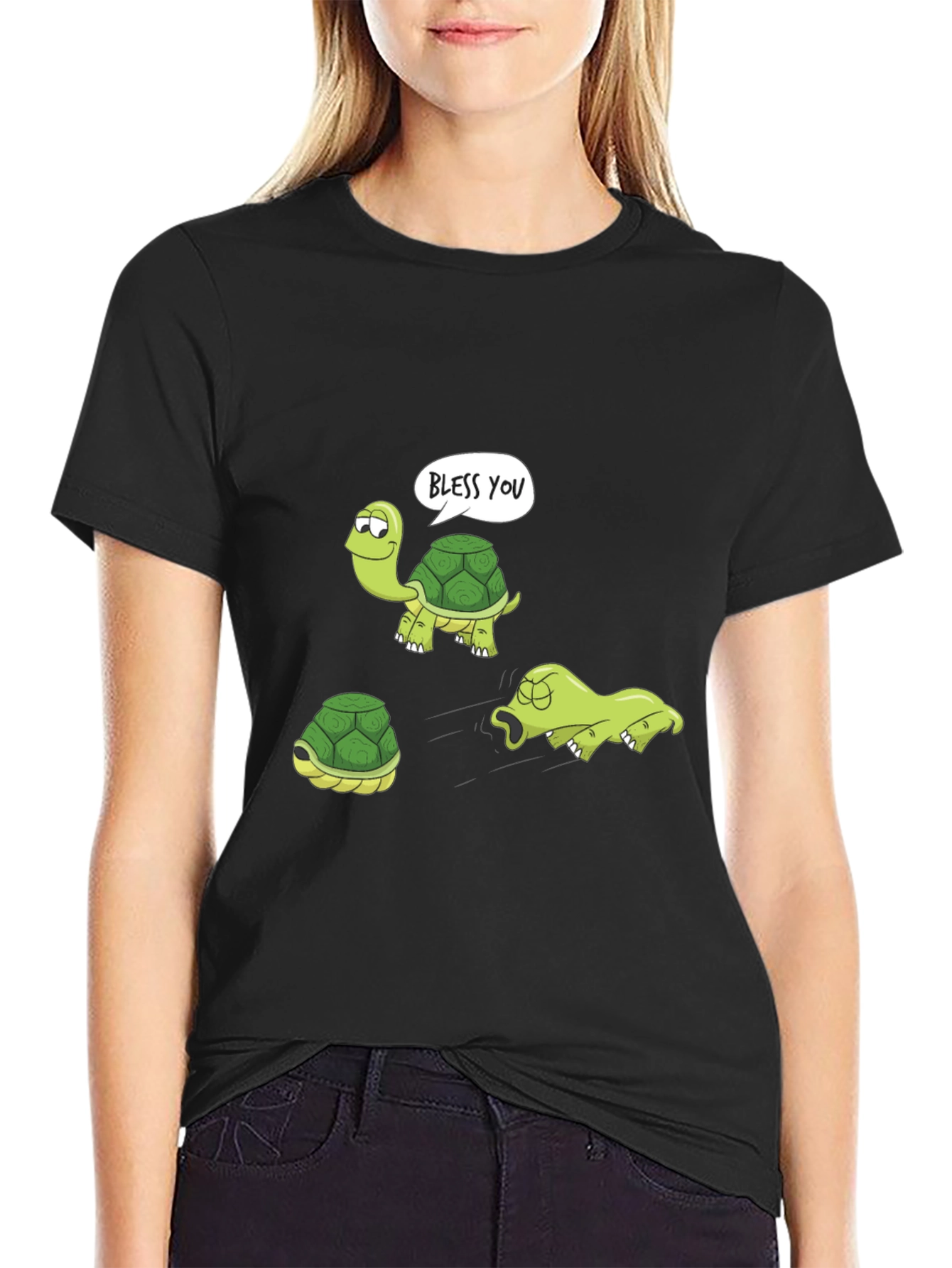 Funny Turtle Graphic T-Shirt - Bless You Cartoon Tee