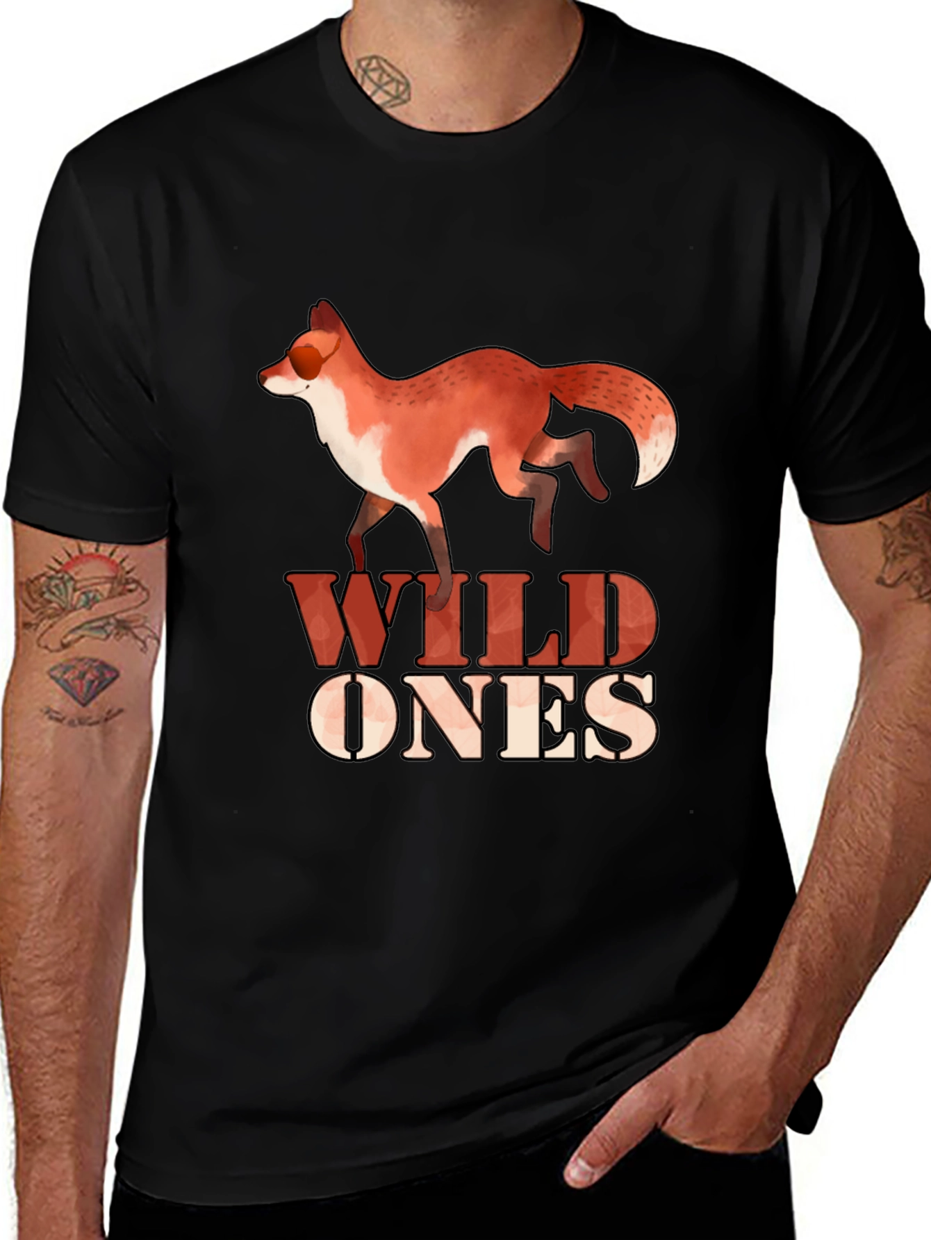 Wild Ones Fox Graphic Tee - Black Cotton Blend