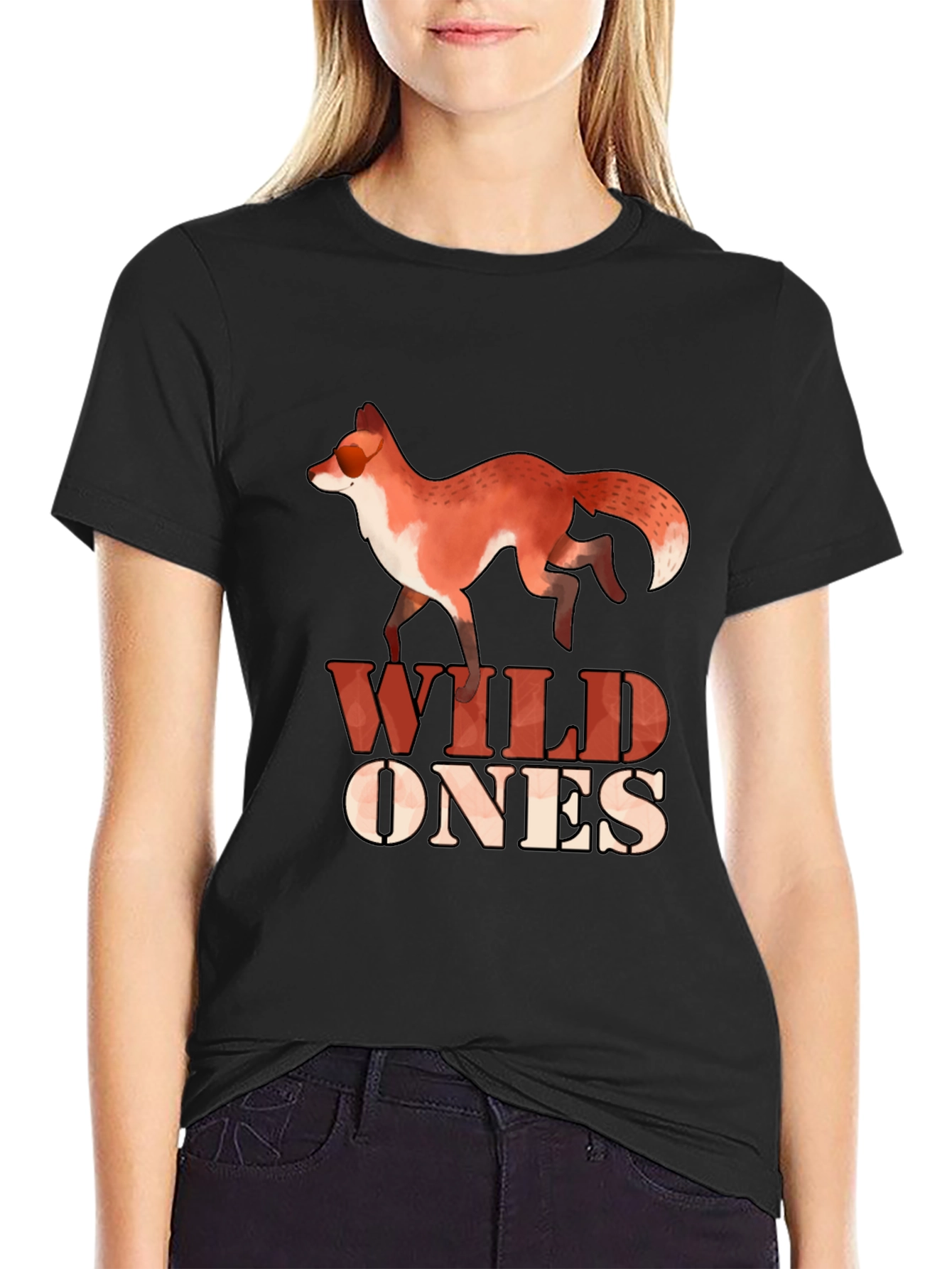 Wild Ones Fox Graphic Tee - Black Cotton Blend