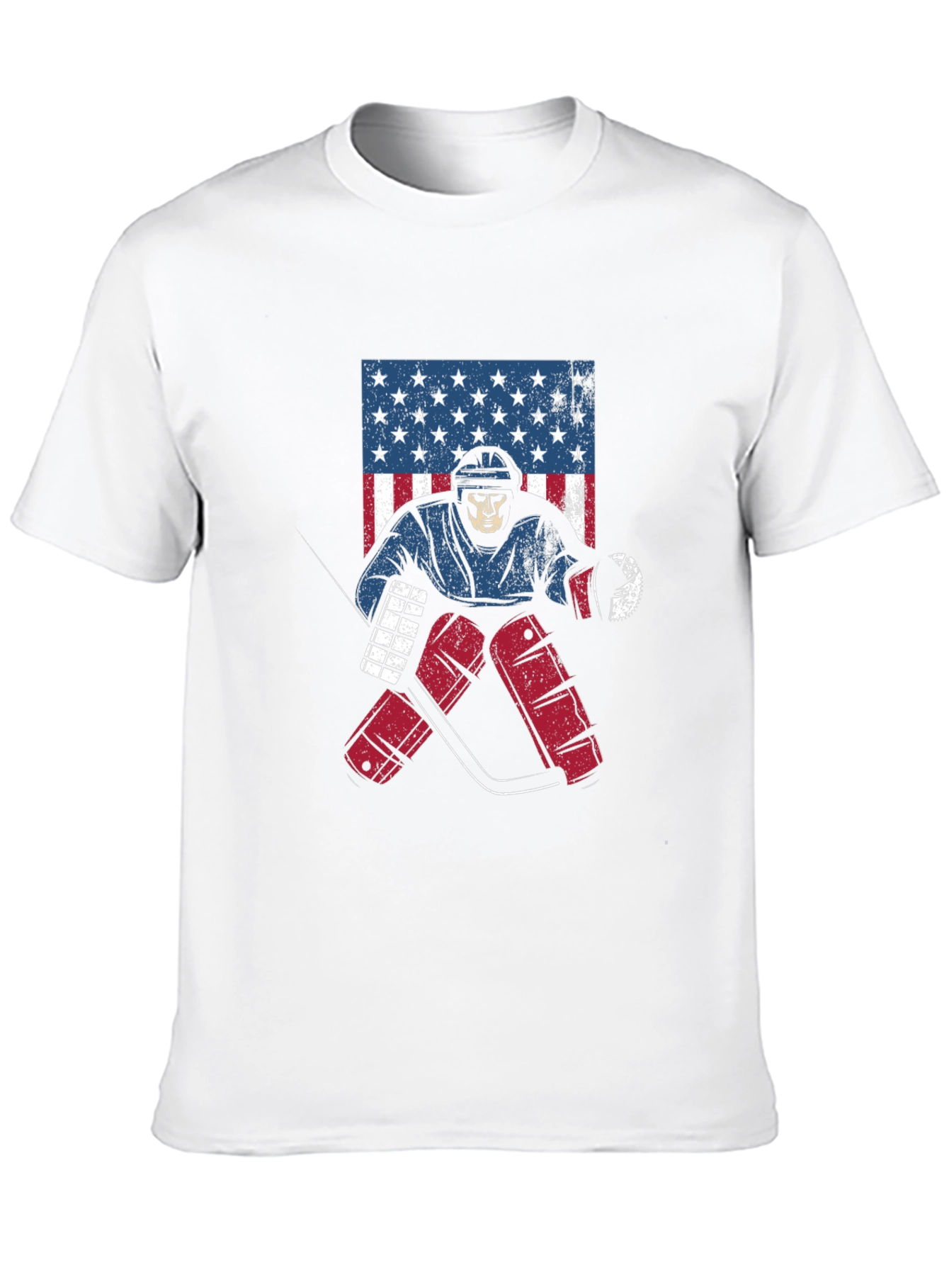 Hockey Skeleton USA Flag Graphic Tee