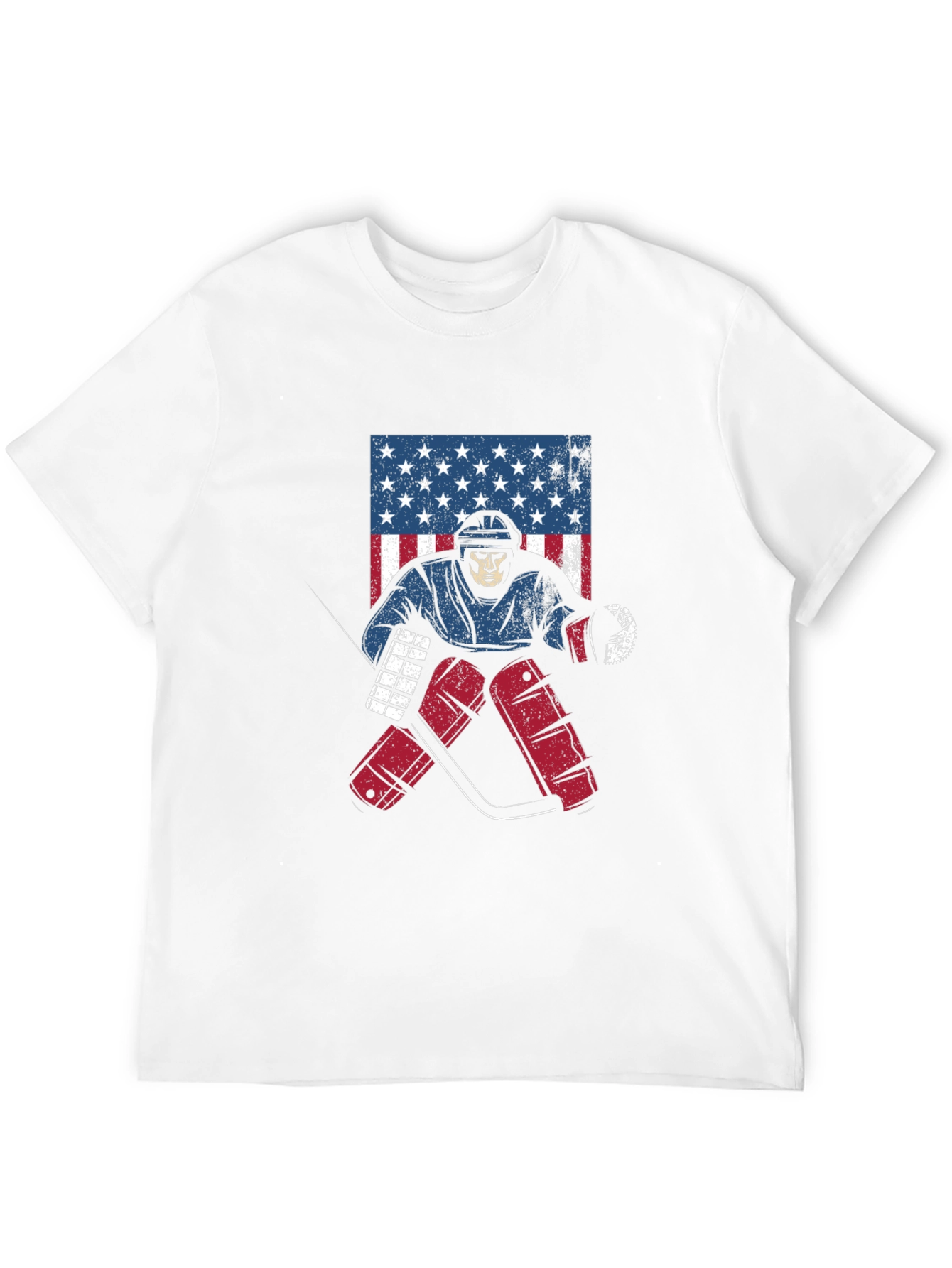 Hockey Skeleton USA Flag Graphic Tee