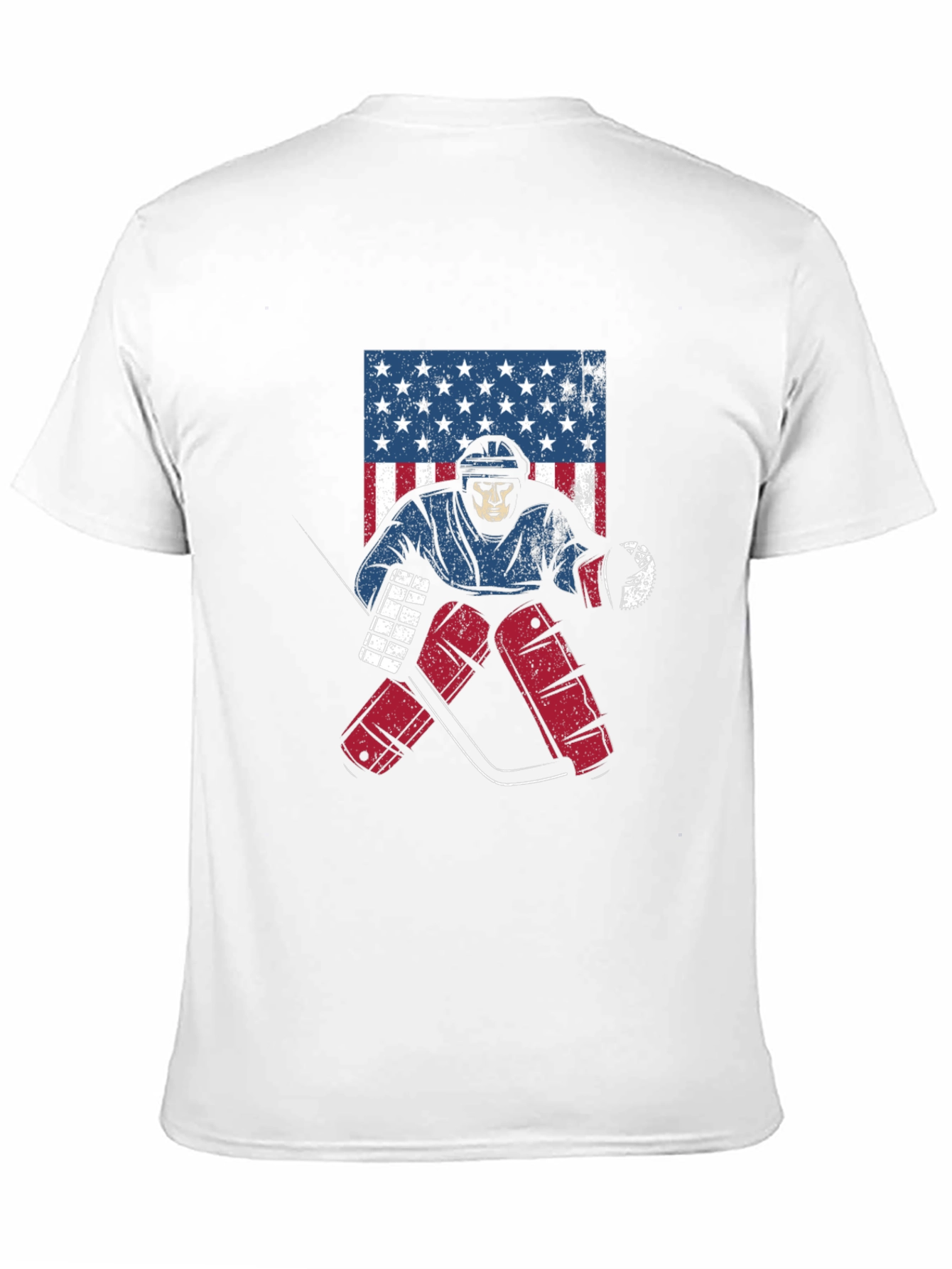 Hockey Skeleton USA Flag Graphic Tee