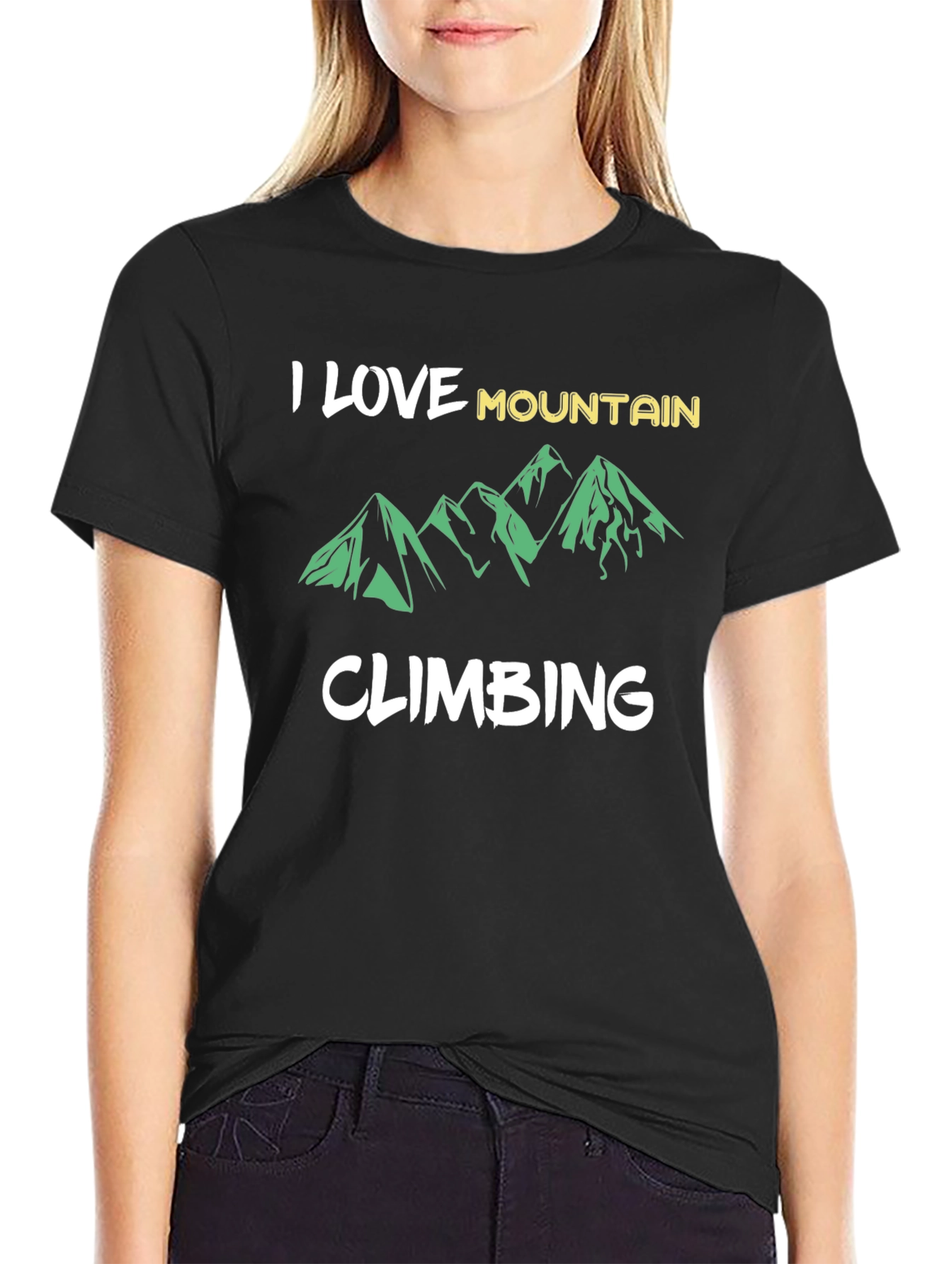 I Love Mountain Climbing Black T-Shirt