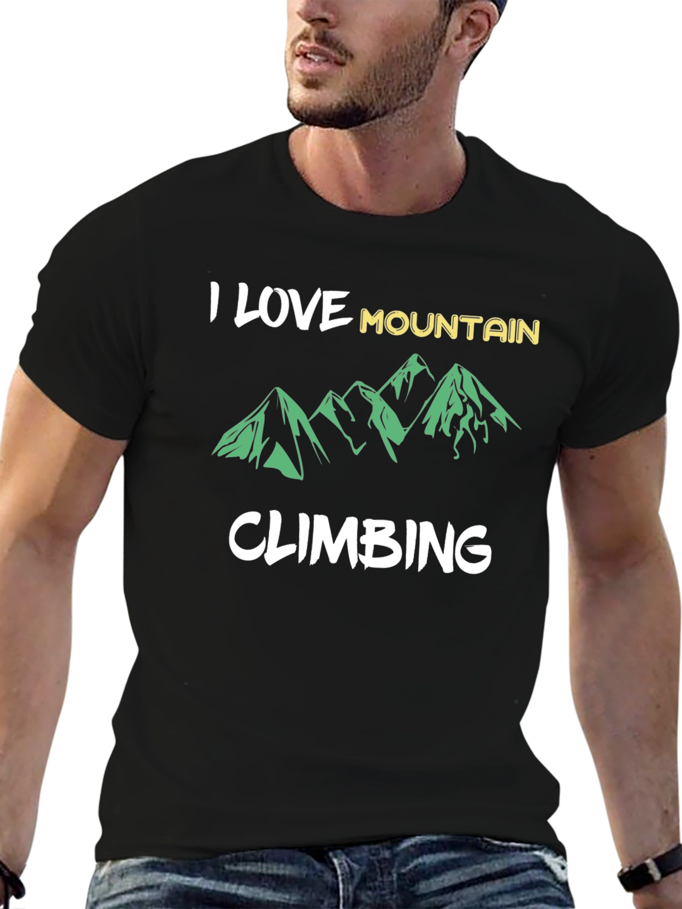 I Love Mountain Climbing Black T-Shirt