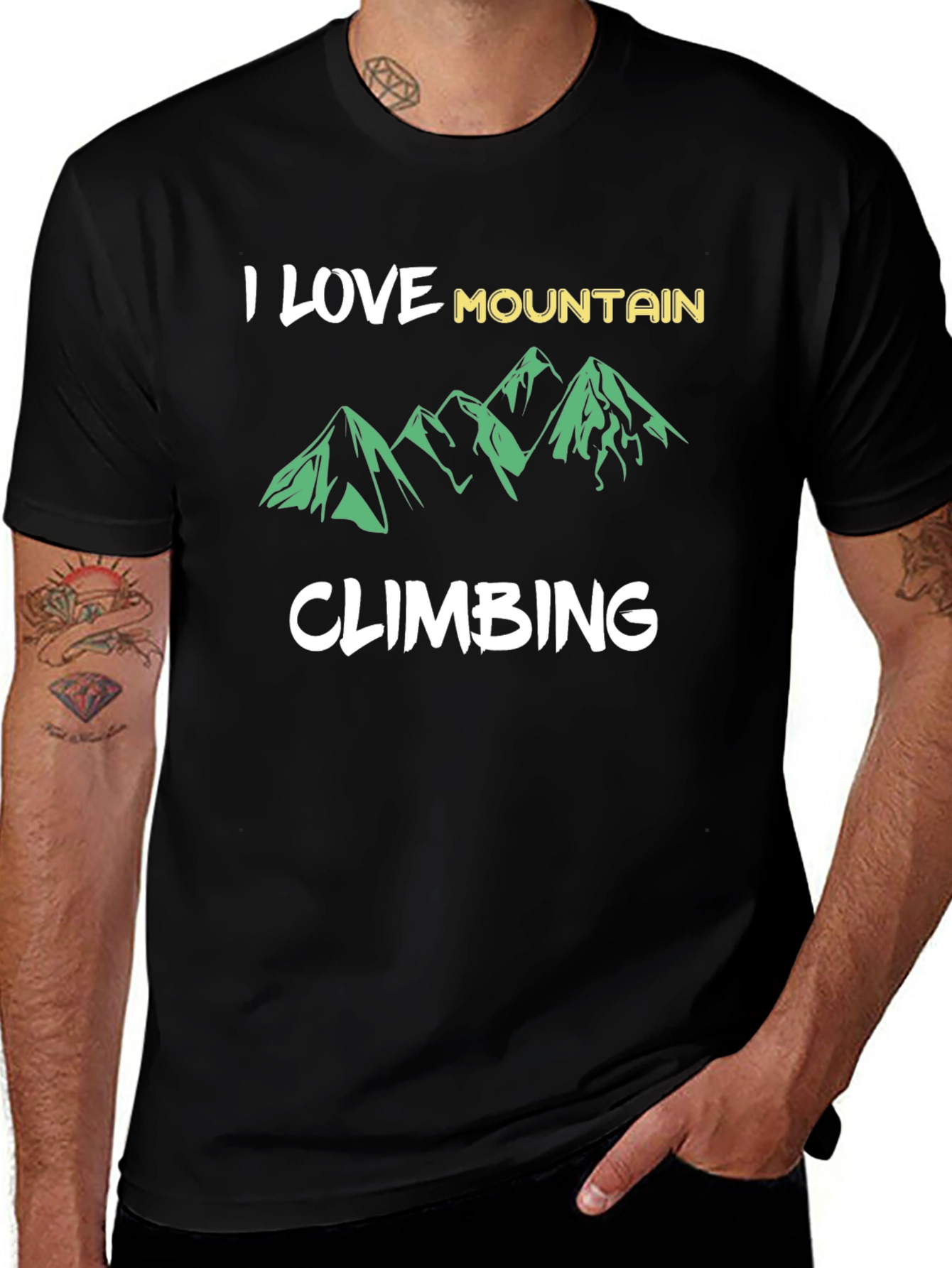 I Love Mountain Climbing Black T-Shirt