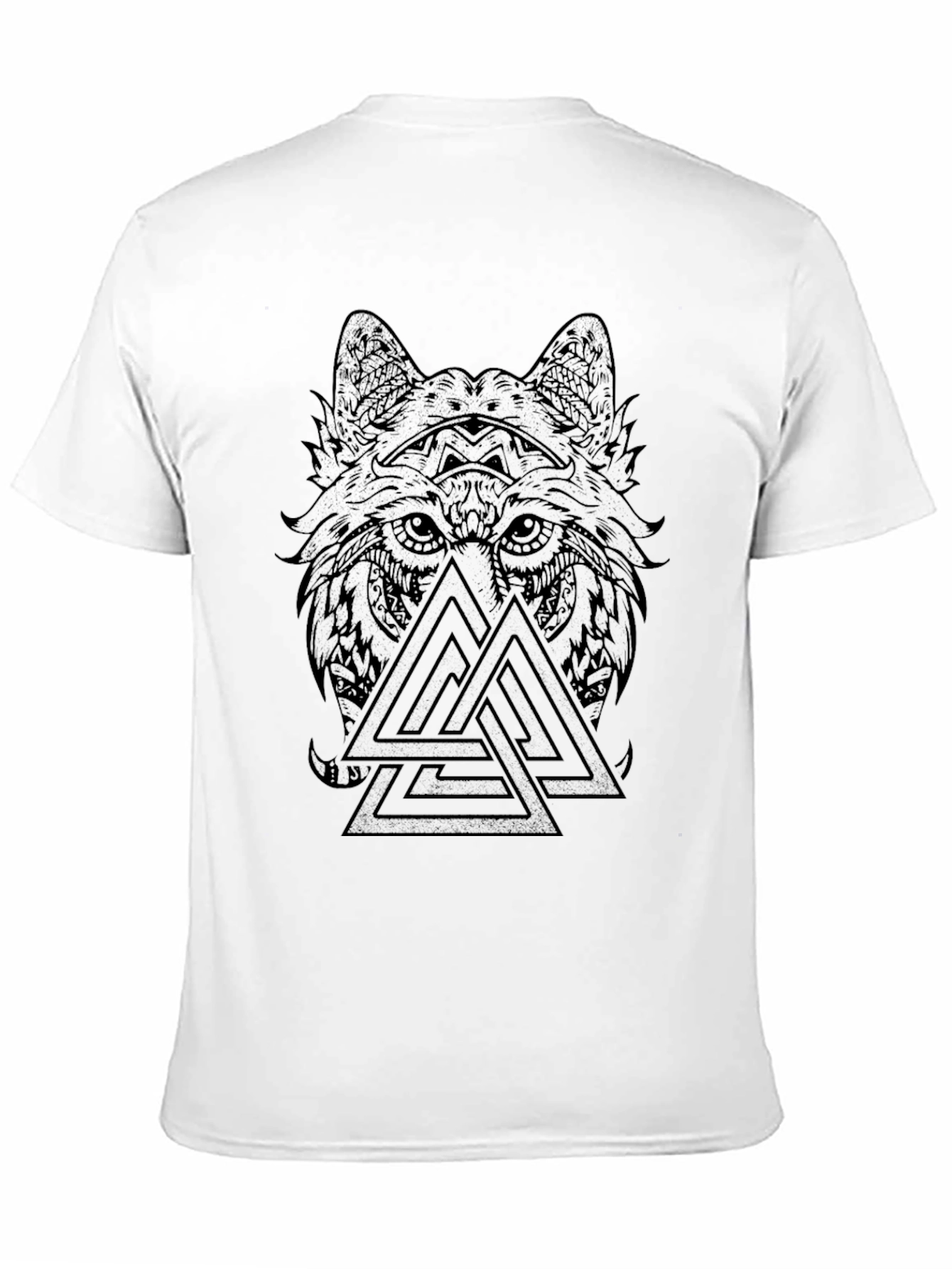 Wolf & Valknut Viking T-Shirt - Black Graphic Tee