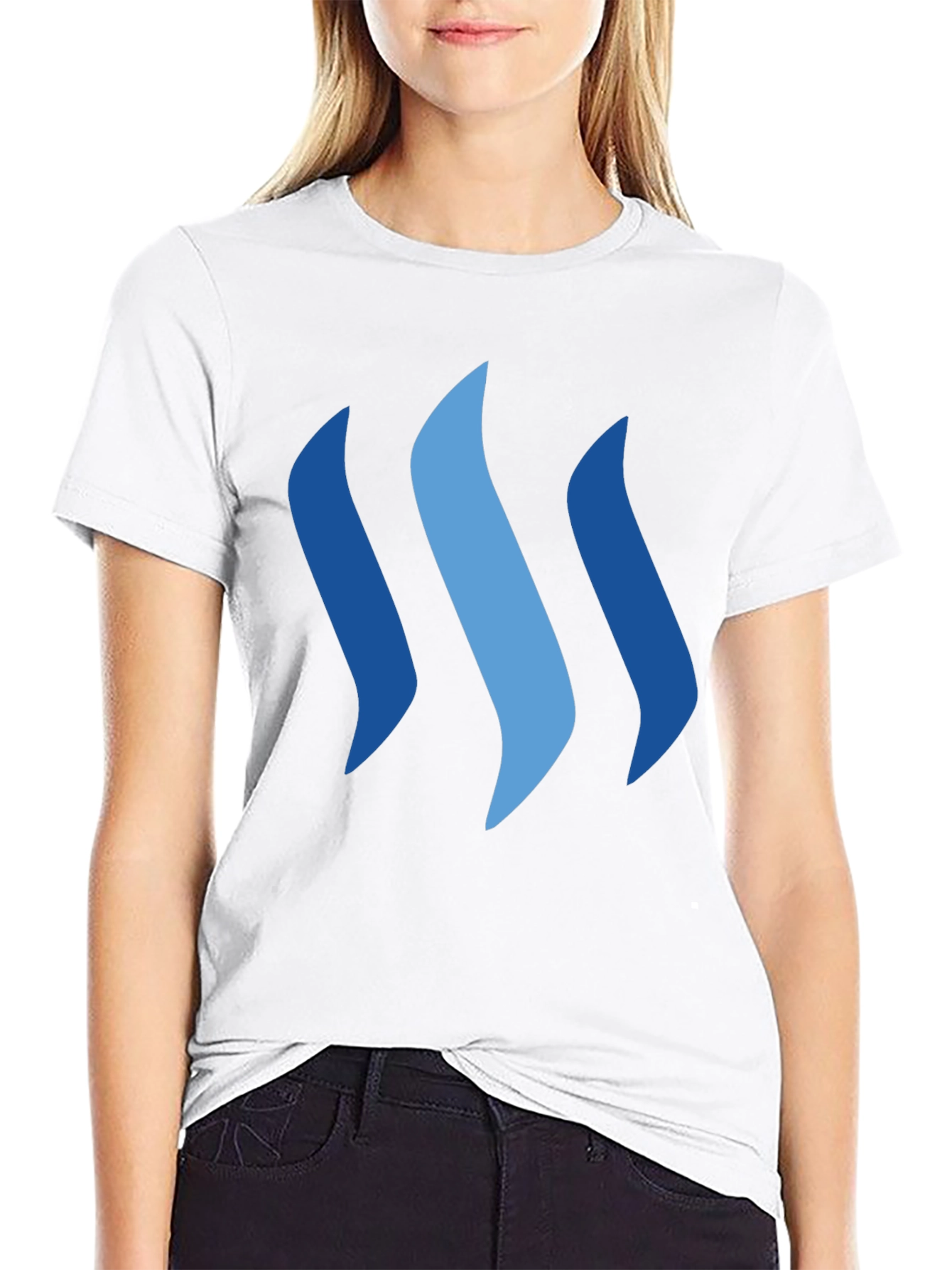 Stylish Blue Graphic Print Black T-Shirt