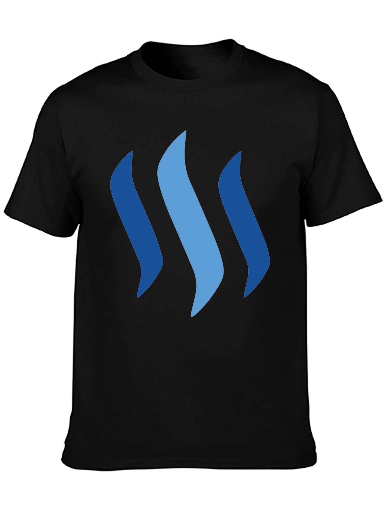 Stylish Blue Graphic Print Black T-Shirt