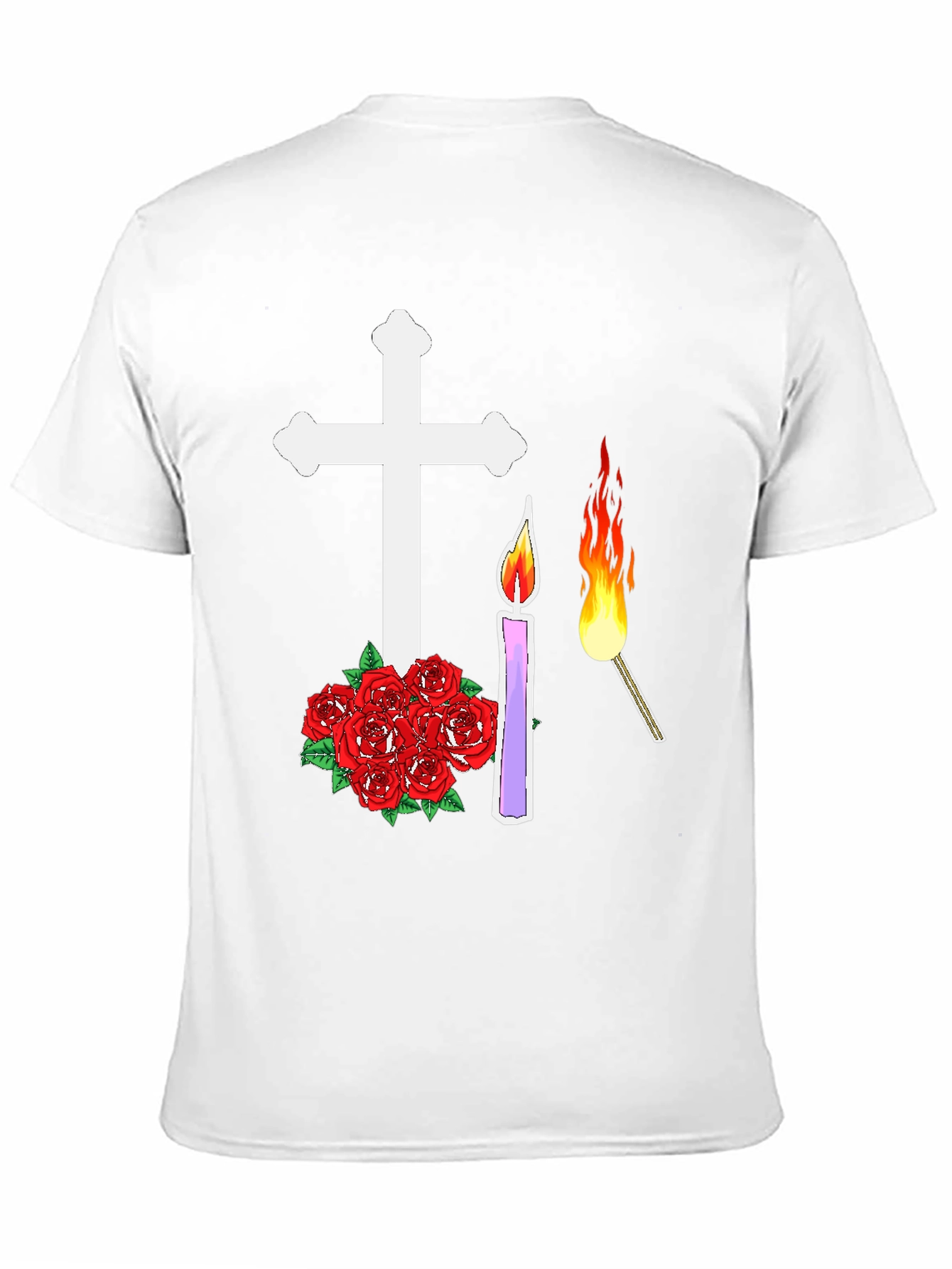 Cross Roses Candle & Flame Tee